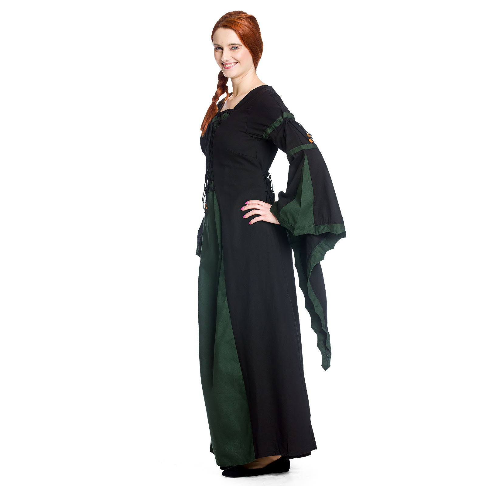 Leona - Middeleeuwse jurk zwart-groen