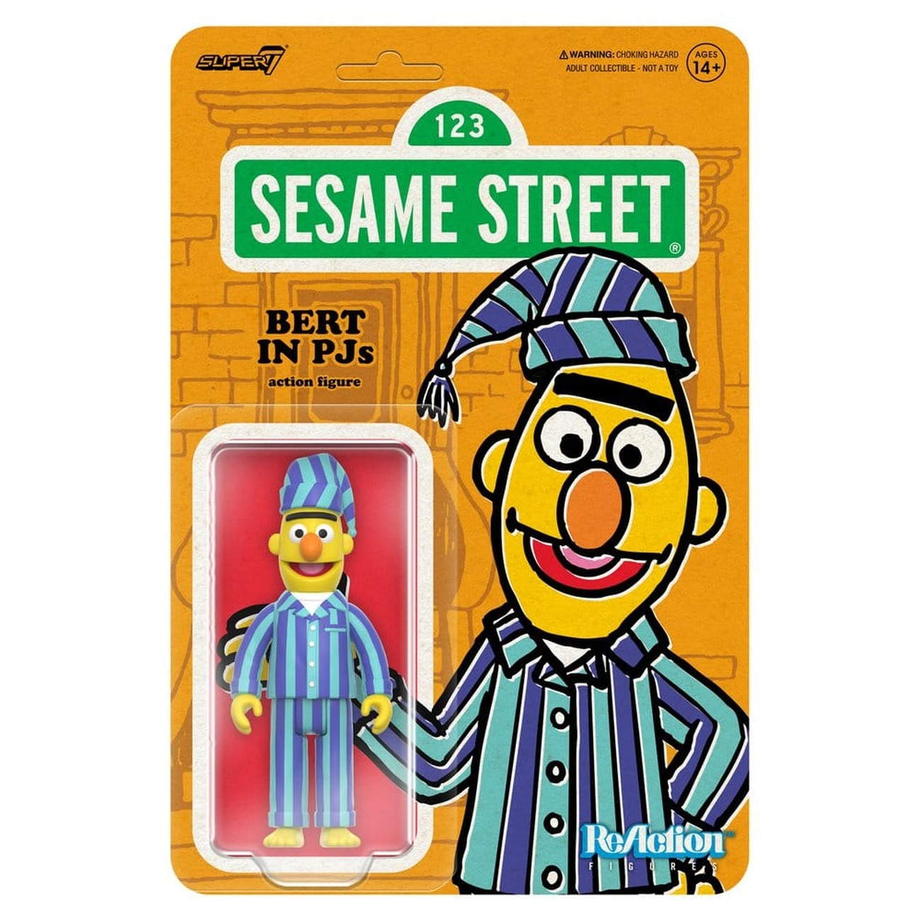 Sesame Street figurine articulée ReAction Wave 06 Bert (PJ) 10 cm