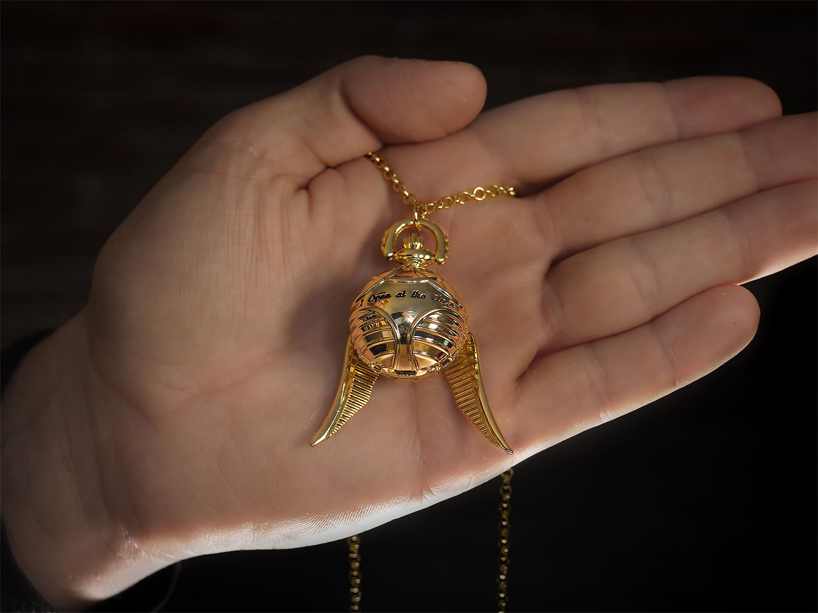 Harry Potter Halskette mit Uhr Goldener Schnatz (vergoldet