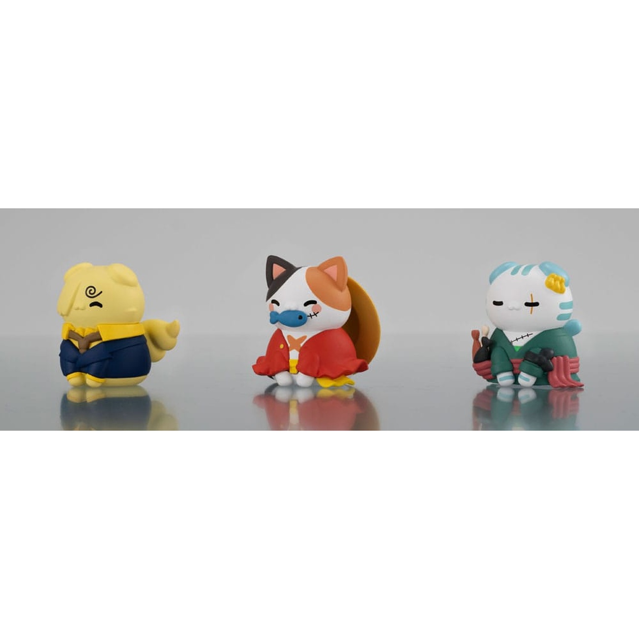One Piece Mega Cat Project figurki kolekcjonerskie zestaw 3 szt. Nyan Piece Nyan! Happy Trio 2024 Limited Ver. 3 cm