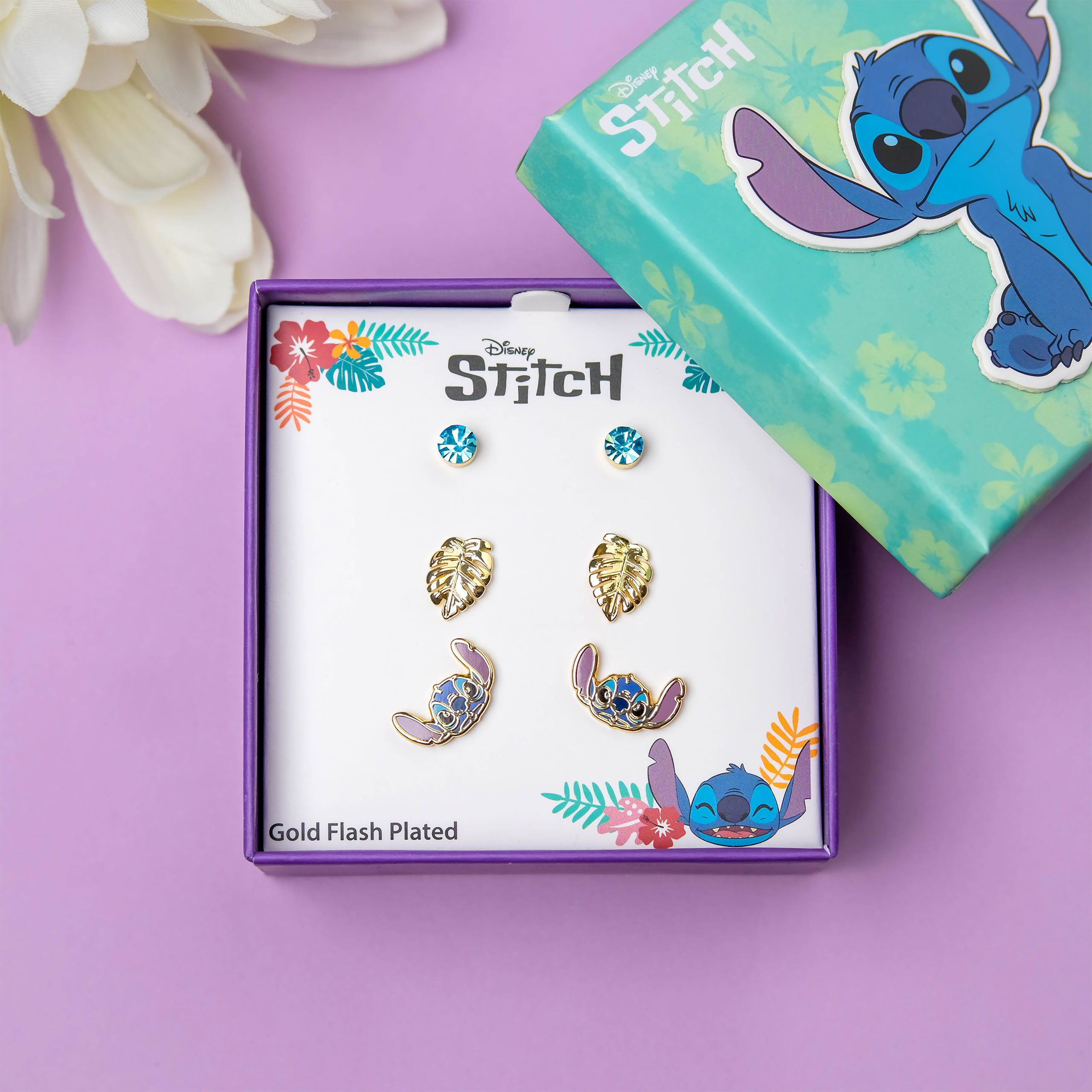 Boucles d'oreilles Stitch Coffret cadeau 3 pièces - Lilo & Stitch