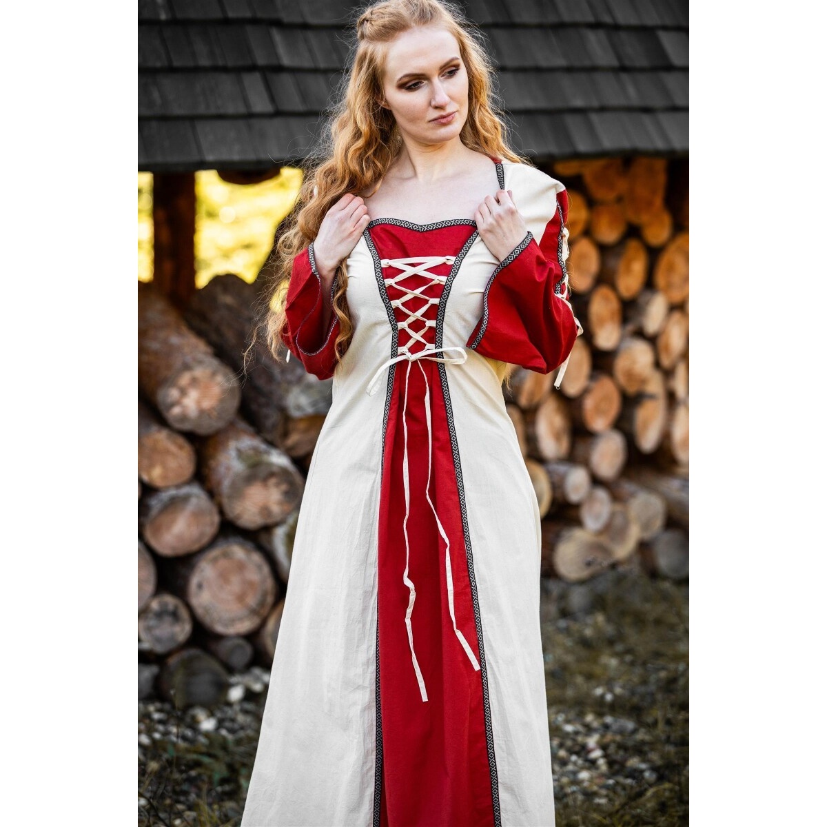 Medieval Dress Amalia beige-red