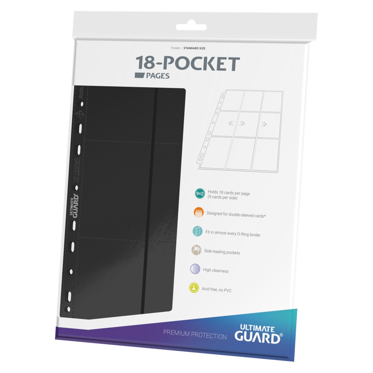Ultimate Guard Pagine a 18 Tasche con Caricamento Laterale (10) - Nero