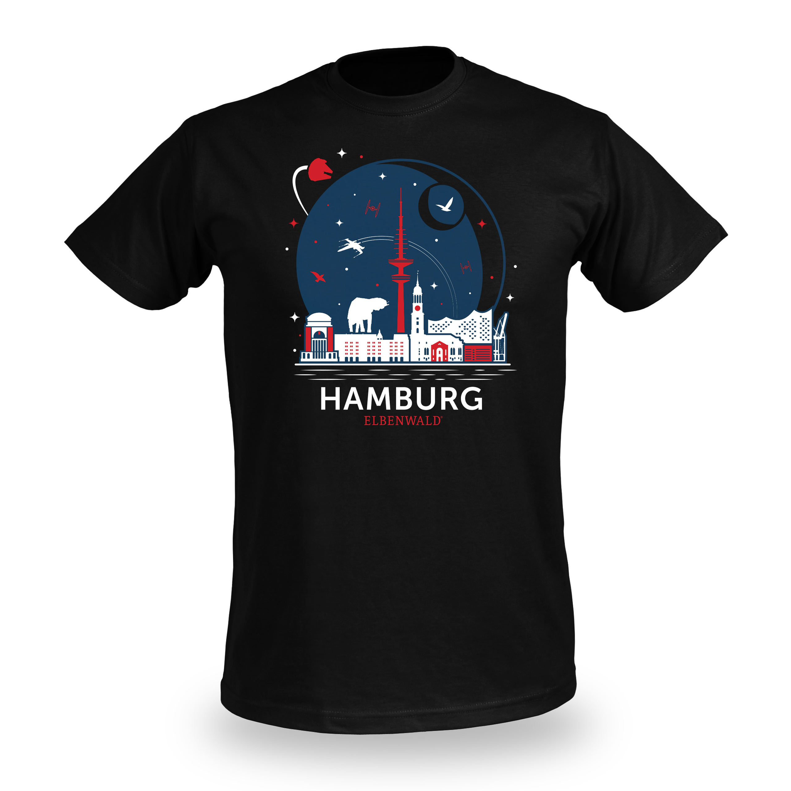 T-shirt Elbenwald ad Amburgo Skyline nera