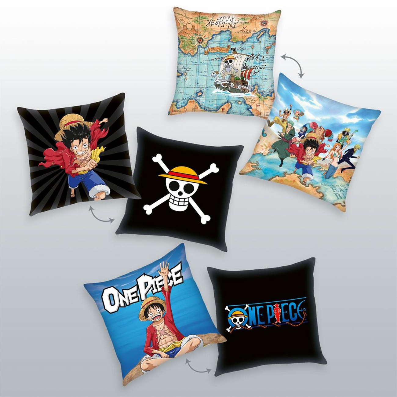 One Piece Pack de 3 cojines Personajes 40 x 40 cm