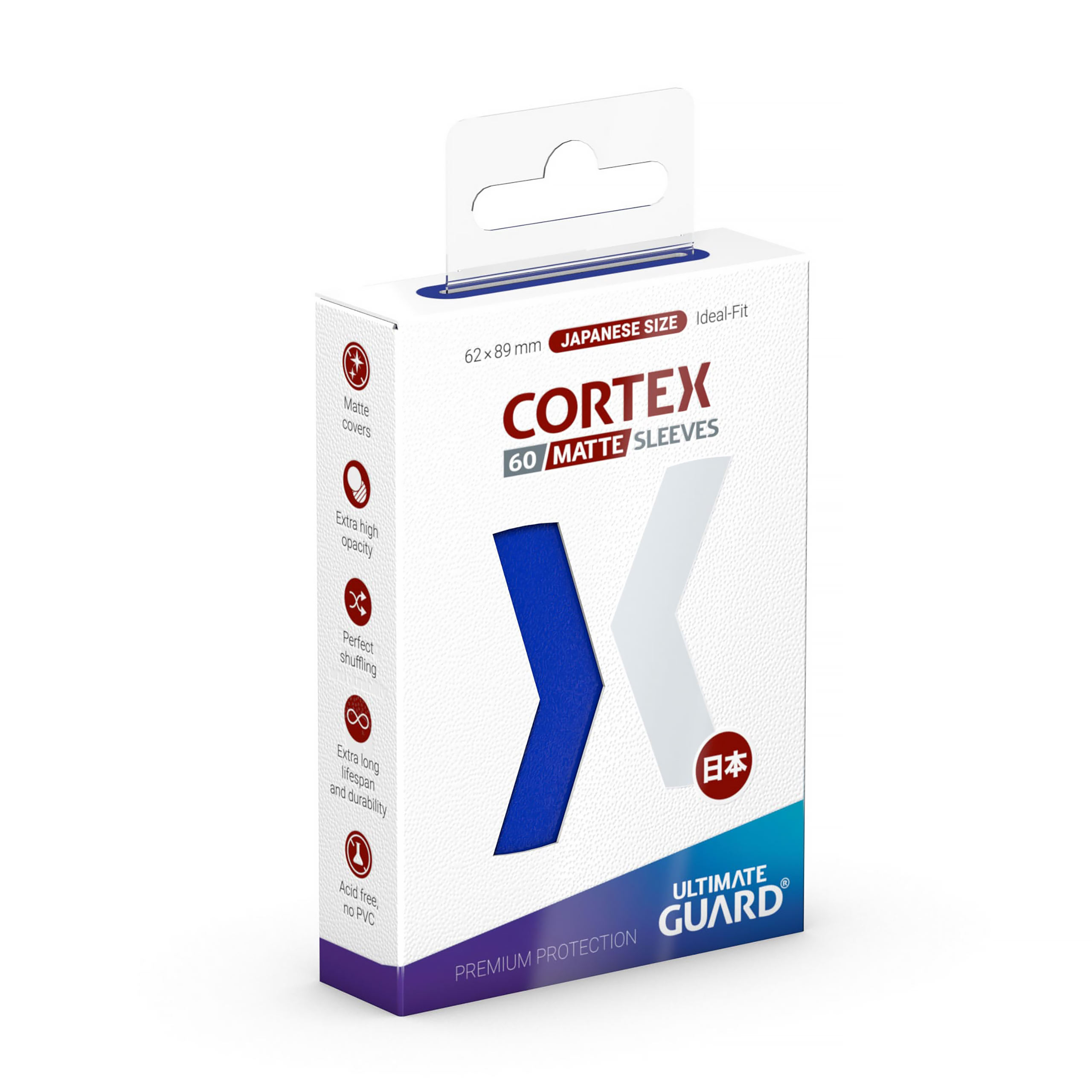 Fundas para Cartas Cortex Mate Azul Pack de 60 Ultimate Guard para TCG Tamaño Japonés