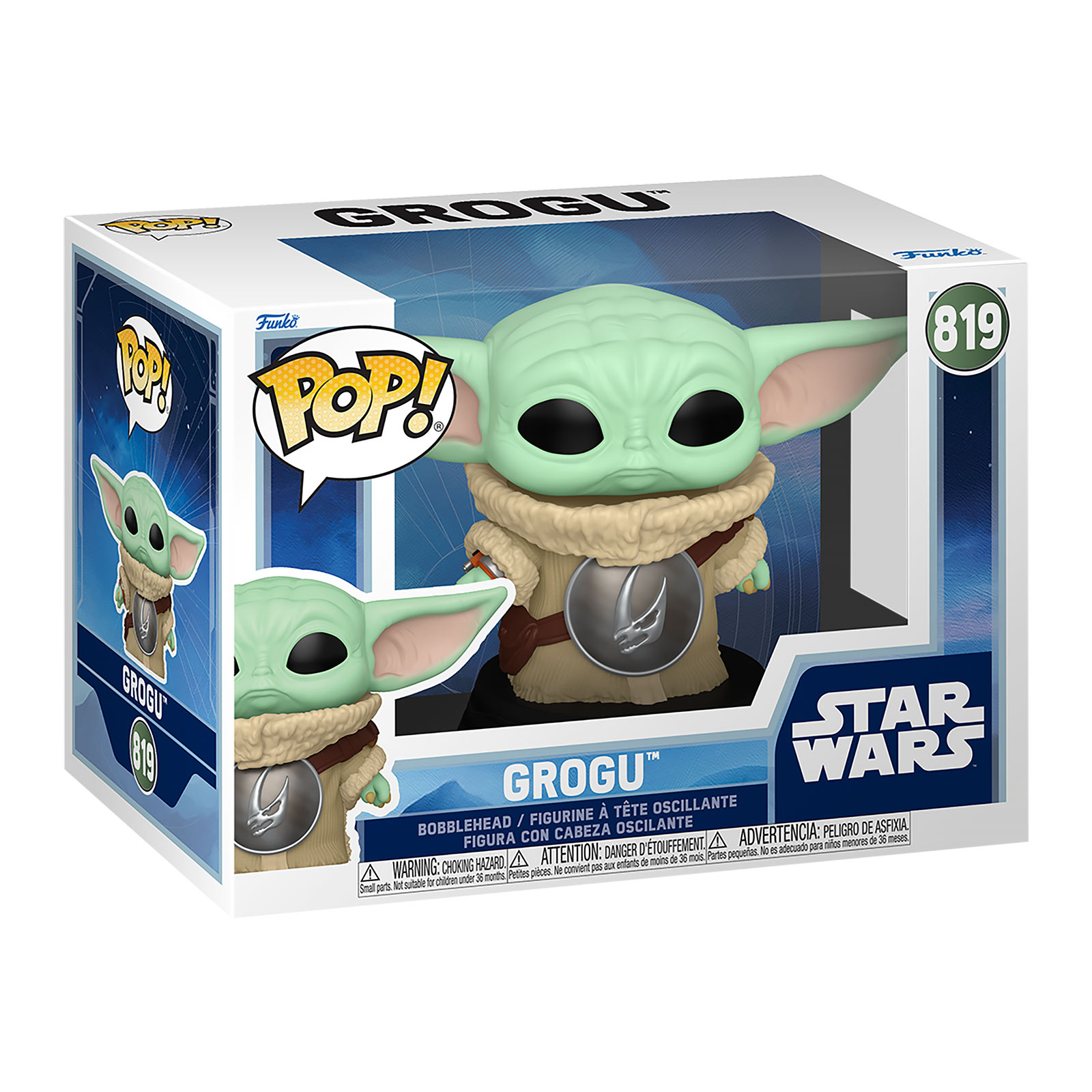 Grogu z napierśnikiem Mudhorn figurka Funko Pop z ruszającą się główką - Star Wars The Mandalorian and Grogu
