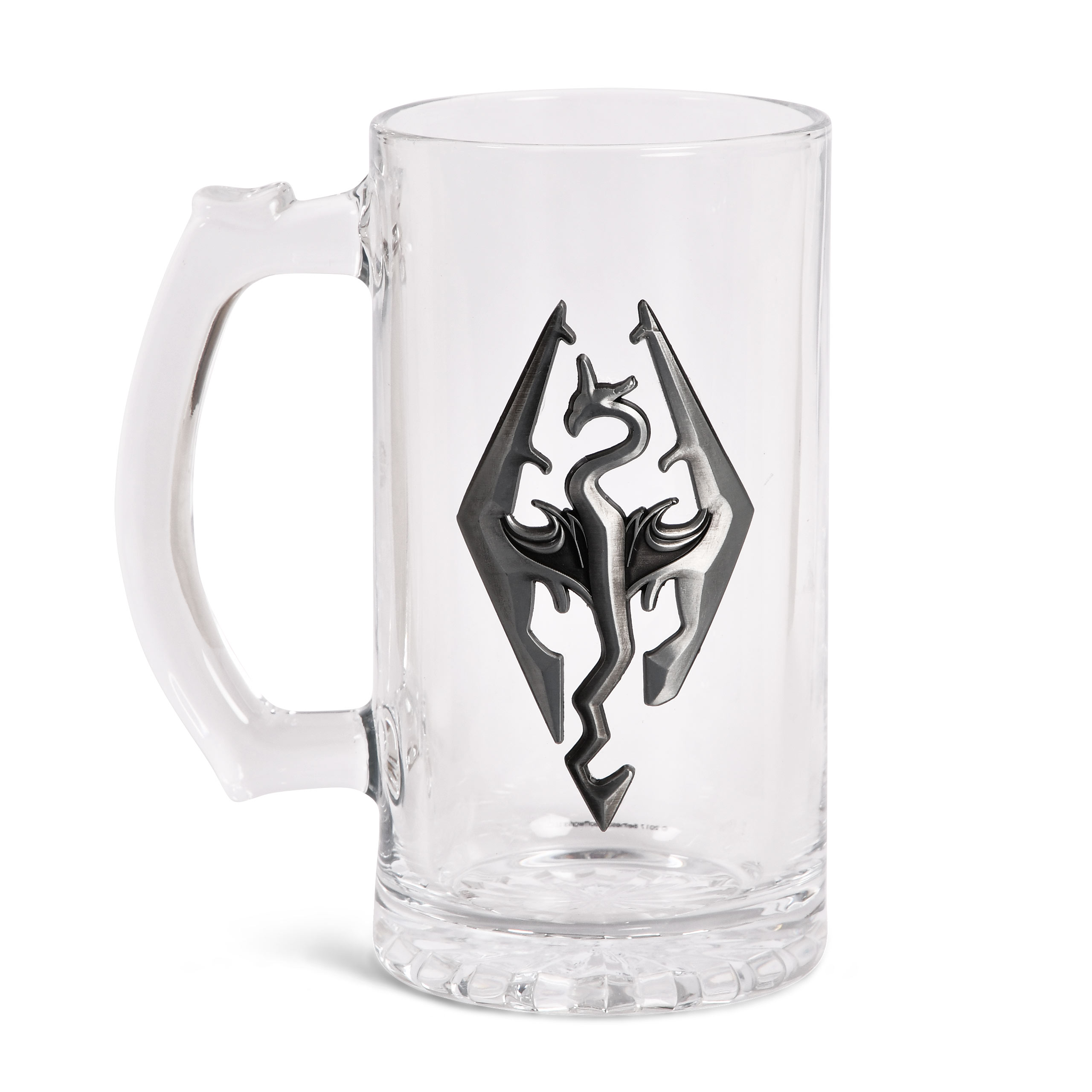 Skyrim - Chope en verre avec symbole de dragon