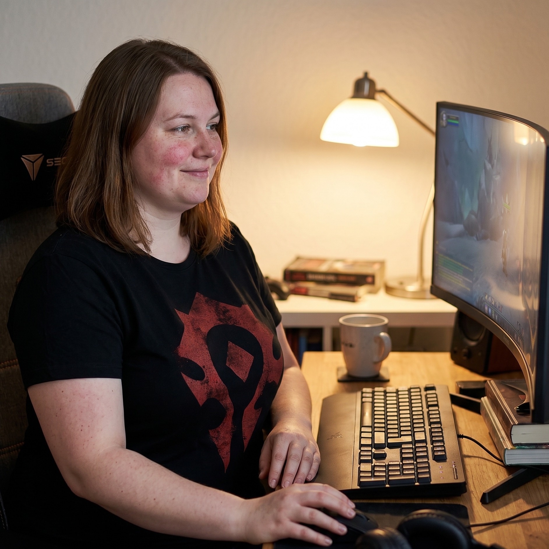 World of Warcraft - Camiseta negra con logo de la Horda en spray