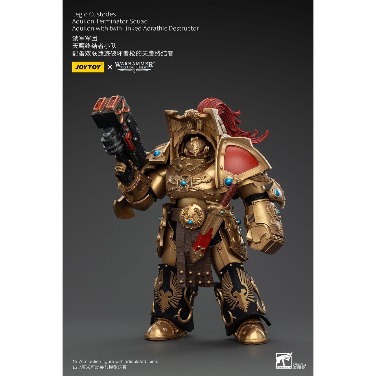 Warhammer The Horus Heresy Action Figure 1/18 Legio Custodes Aquilon Terminator Squad Aquilon with Twin-Linked Adrathic Destructor