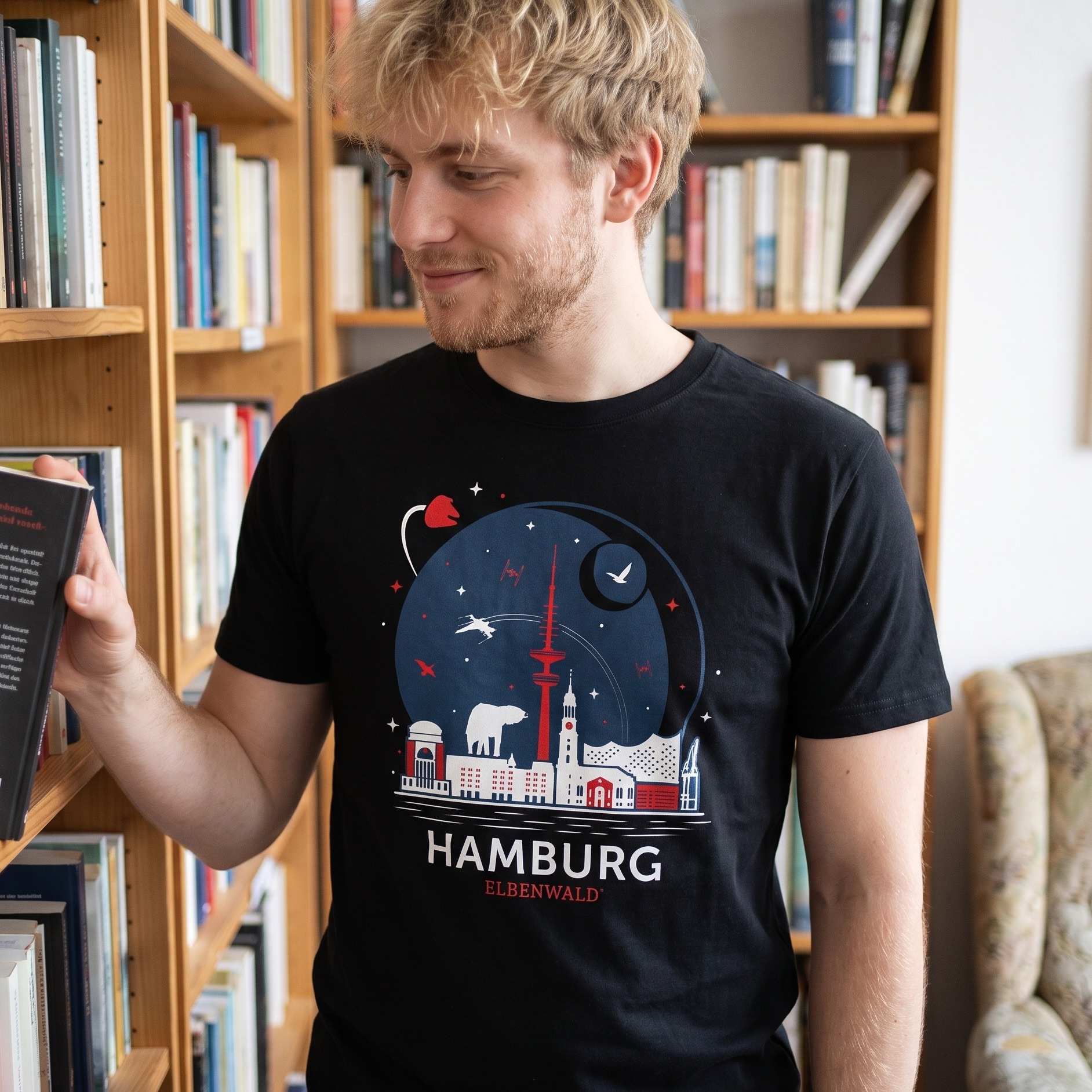 T-shirt Elbenwald à Hambourg Skyline noir