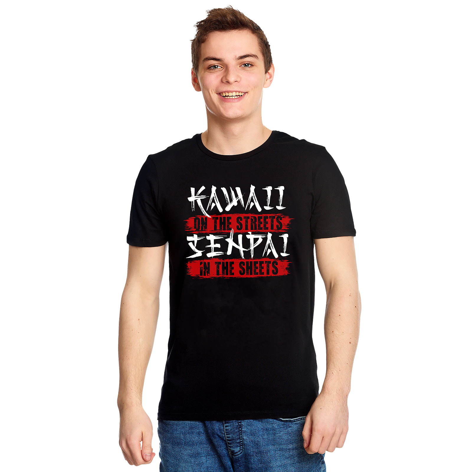 Kawaii & Senpai T-Shirt für Anime Fans schwarz