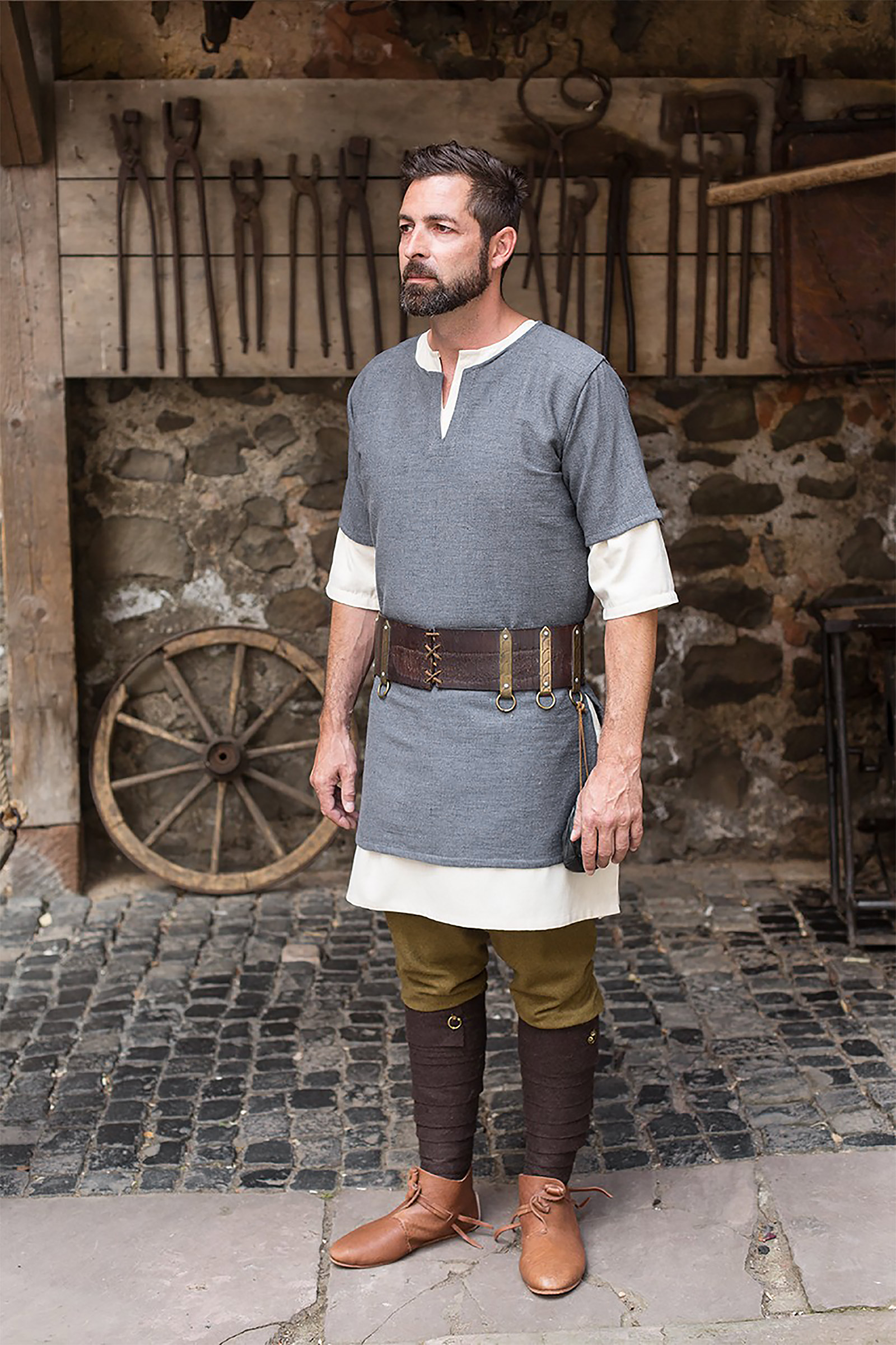 Medieval Short Sleeve Tunic Aegir Grey