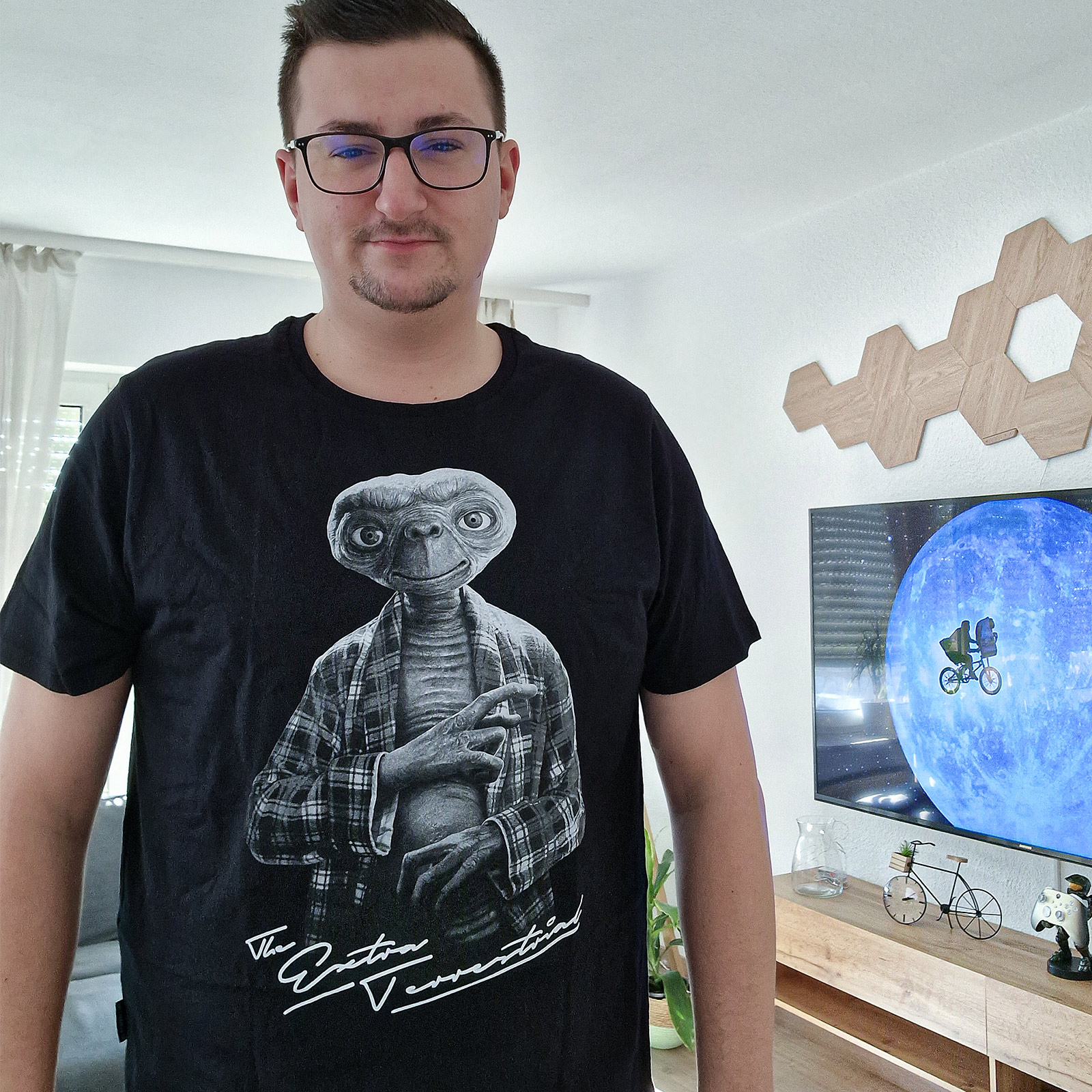 E.T. - T-shirt de personnage monochrome noir