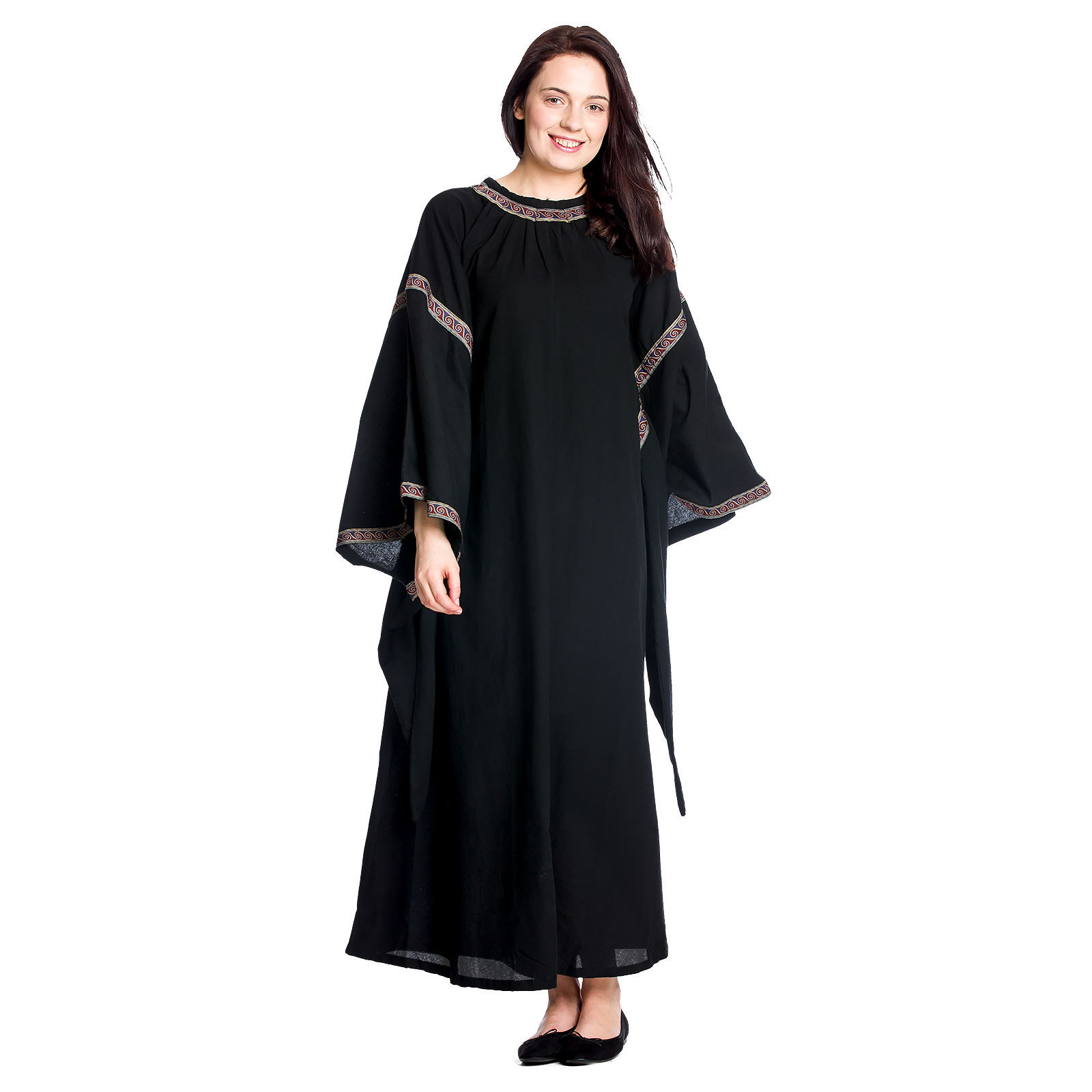 Mittelalter Kleid Ida mit Trompetenärmel schwarz
