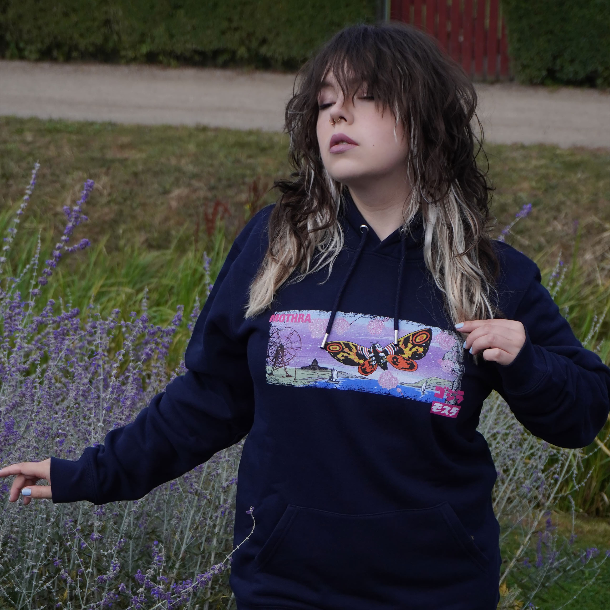 Godzilla - Mothra sudadera con capucha azul