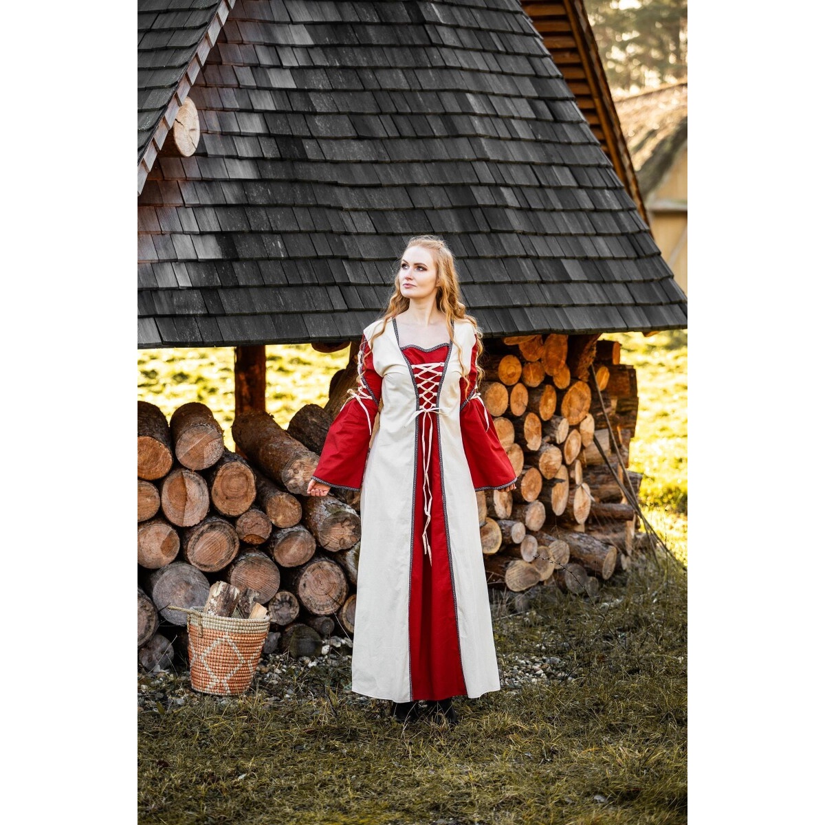 Medieval Dress Amalia beige-red