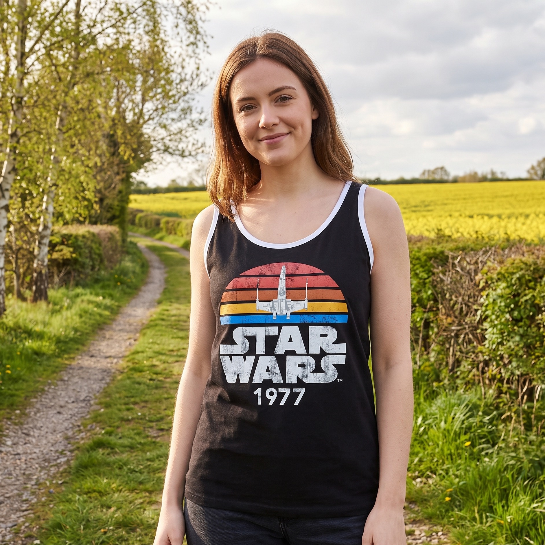 Star Wars of 1977 Distressed Tanktop schwarz