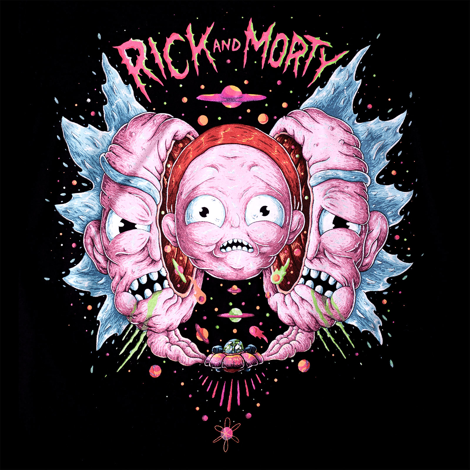 Rick en Morty - Head Split T-shirt zwart