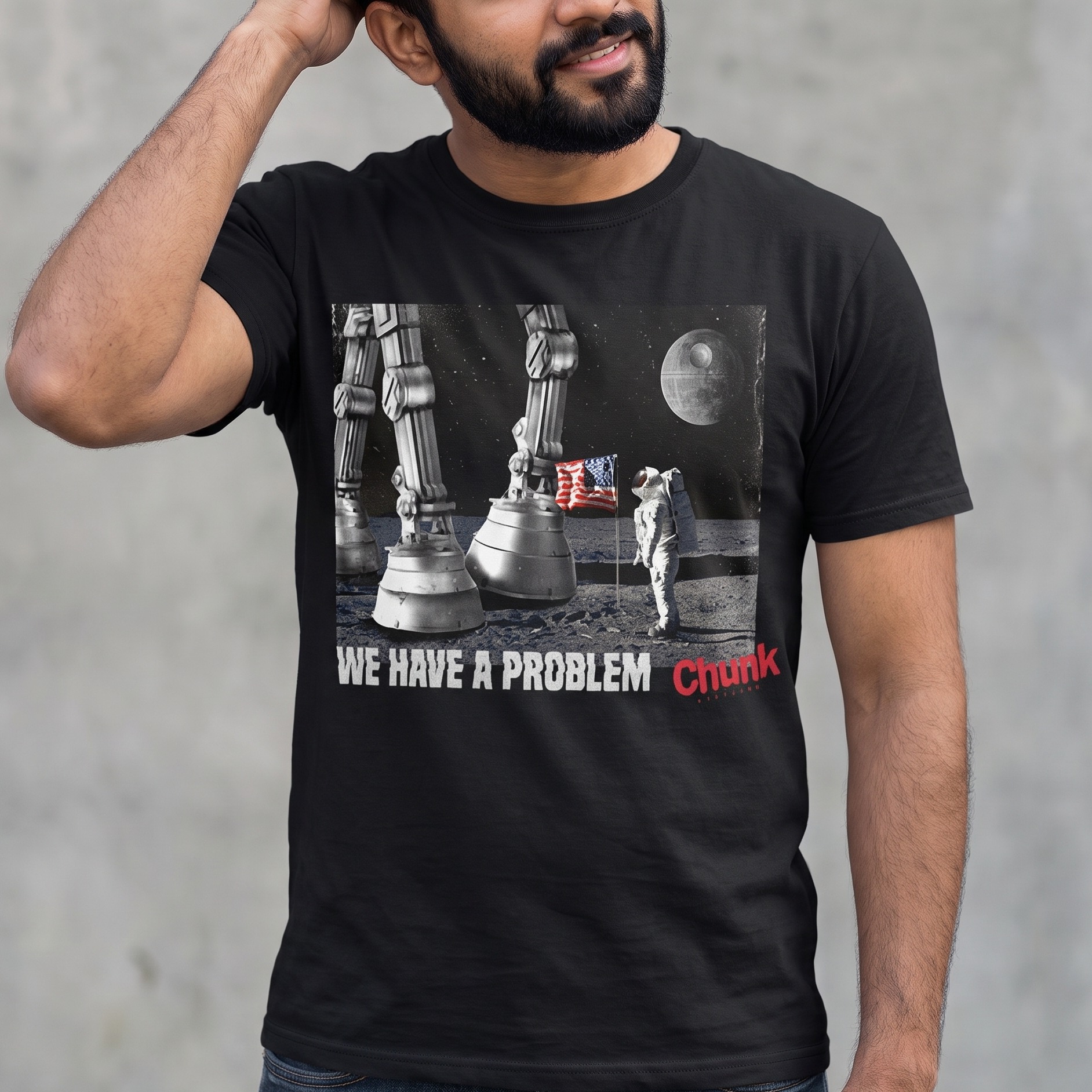 Camiseta Houston Tenemos un Problema para Fans de Star Wars negra