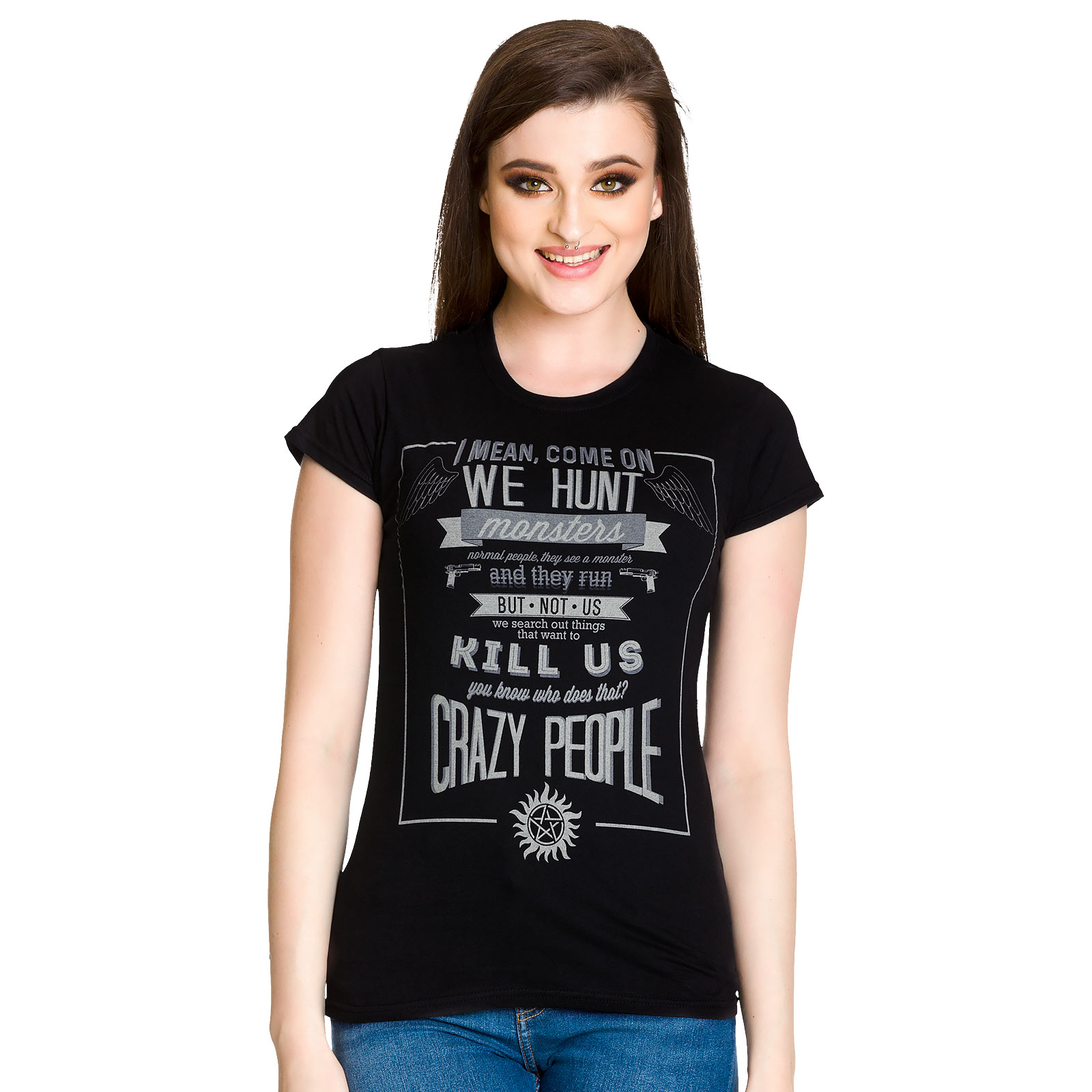 Supernatural - T-shirt fille Crazy People noir