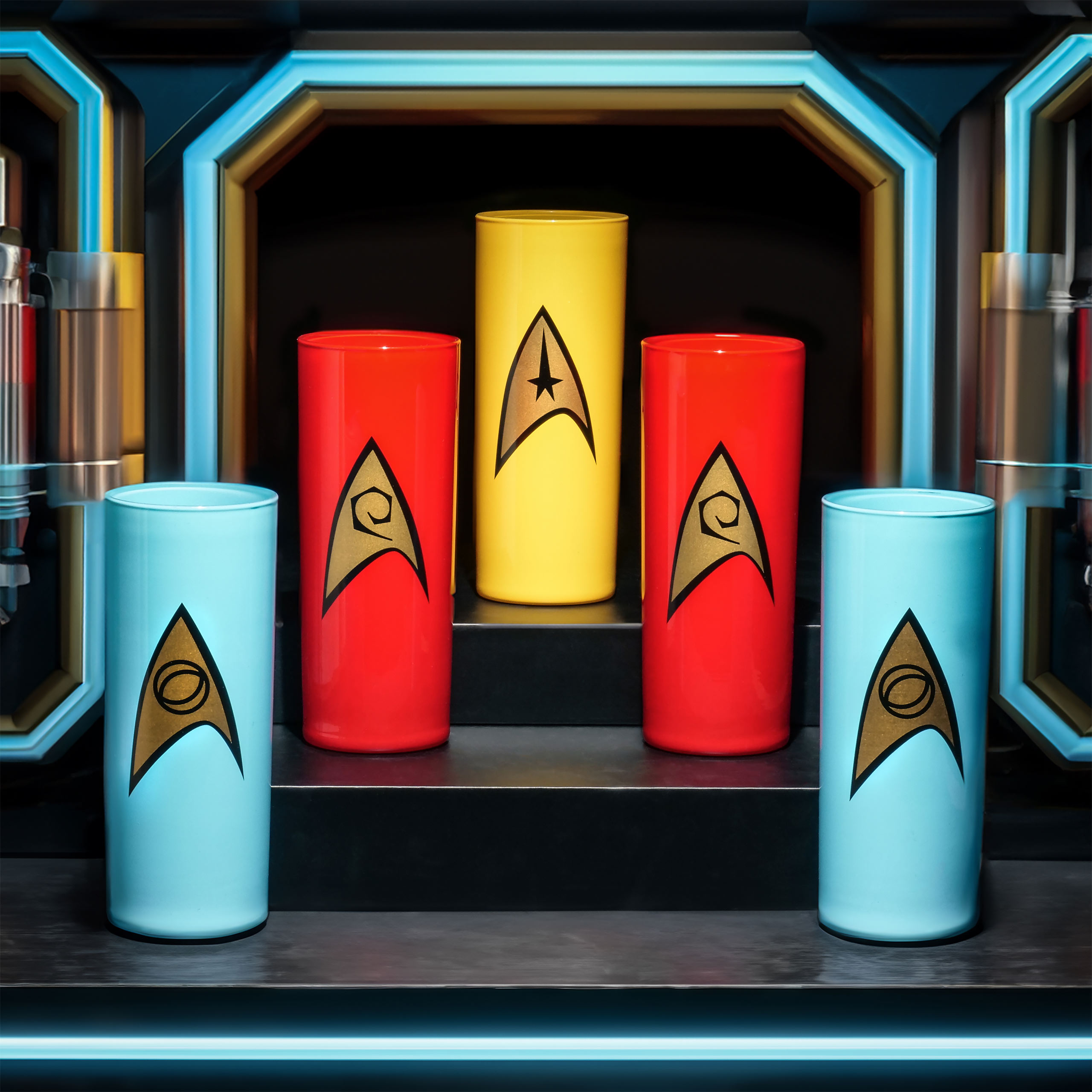 Sternenflottenabzeichen Gläser 5er Set - Star Trek