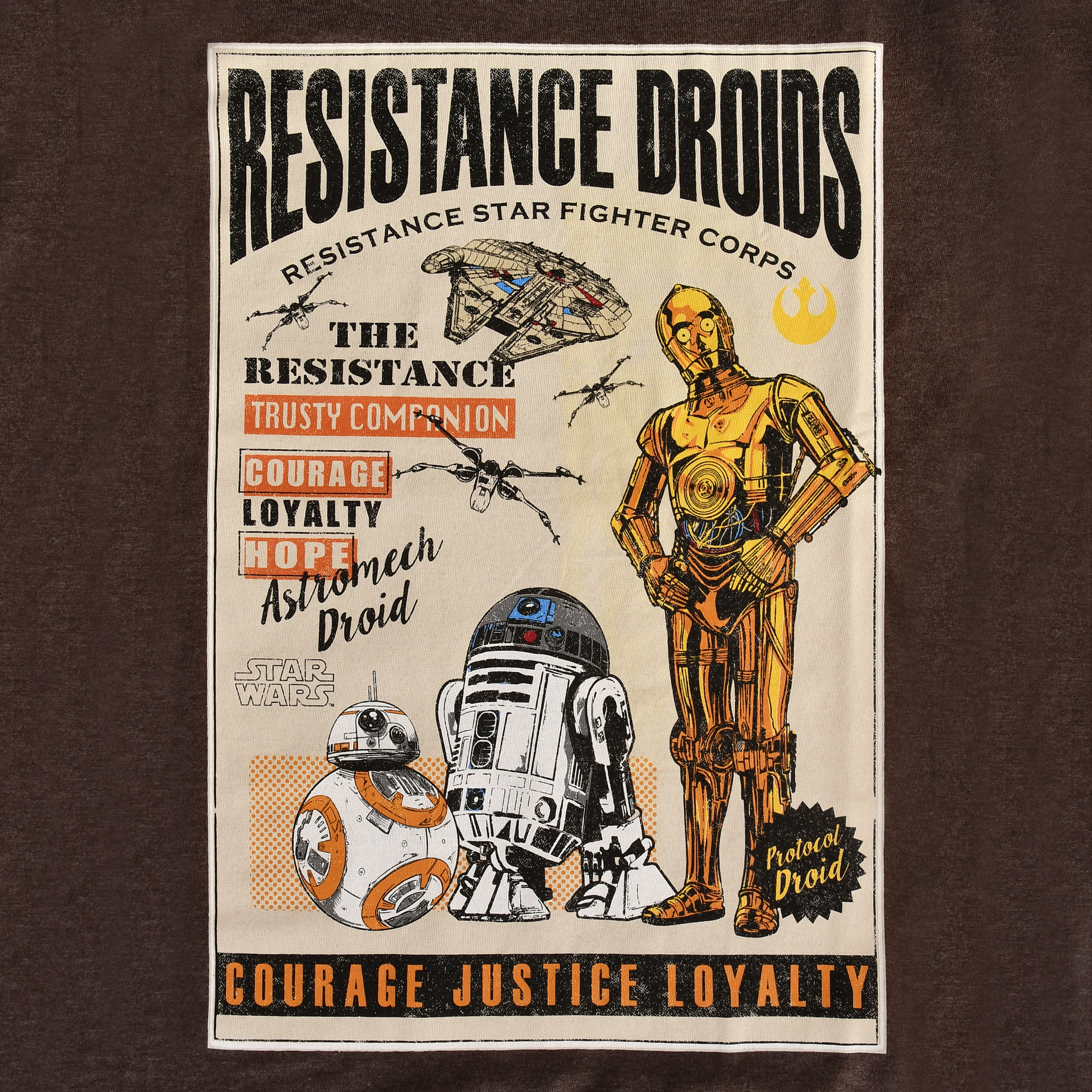 Star Wars - T-shirt Droids de la Résistance brun
