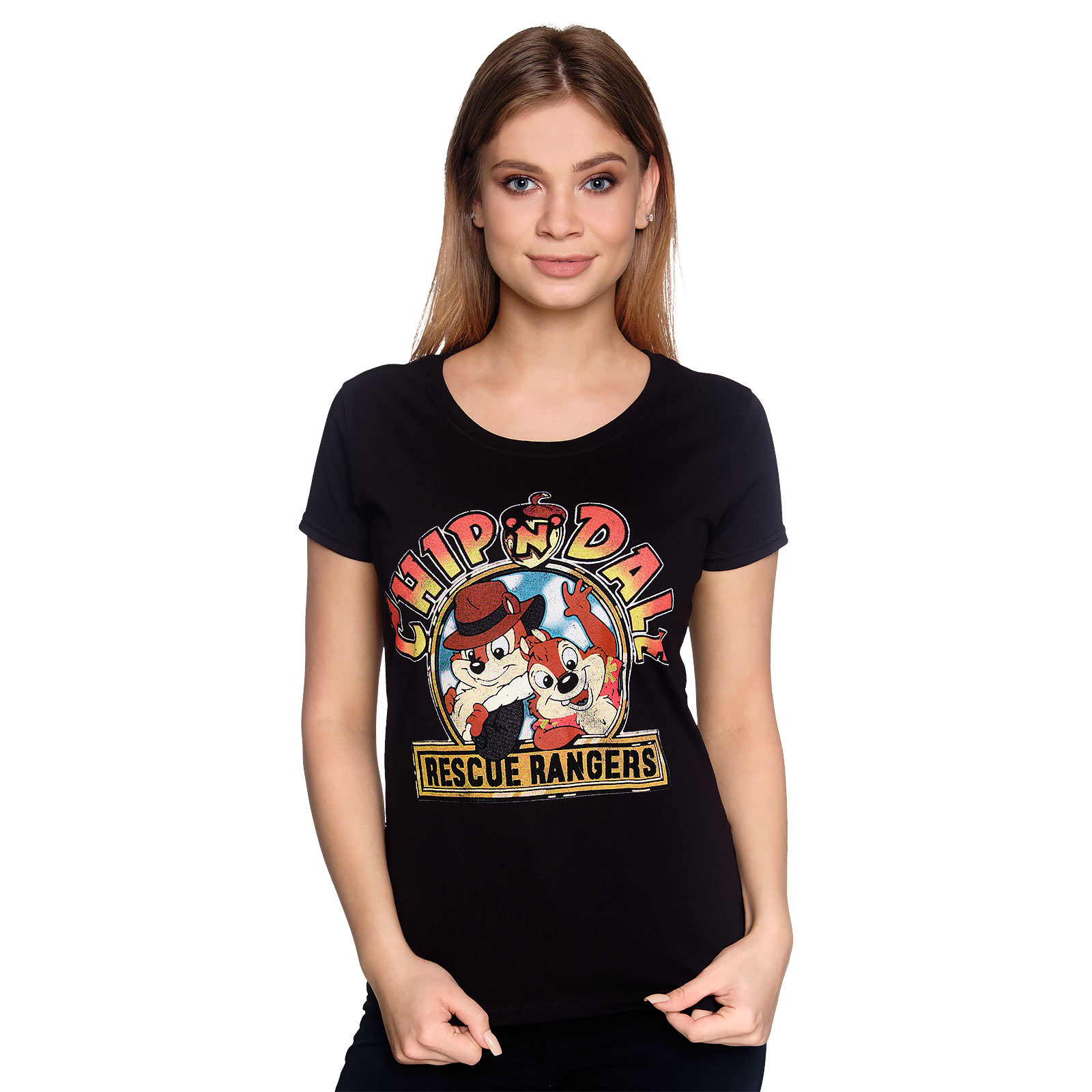 Chip en Dale - Rescue Rangers Dames Losse Pasvorm T-shirt Zwart