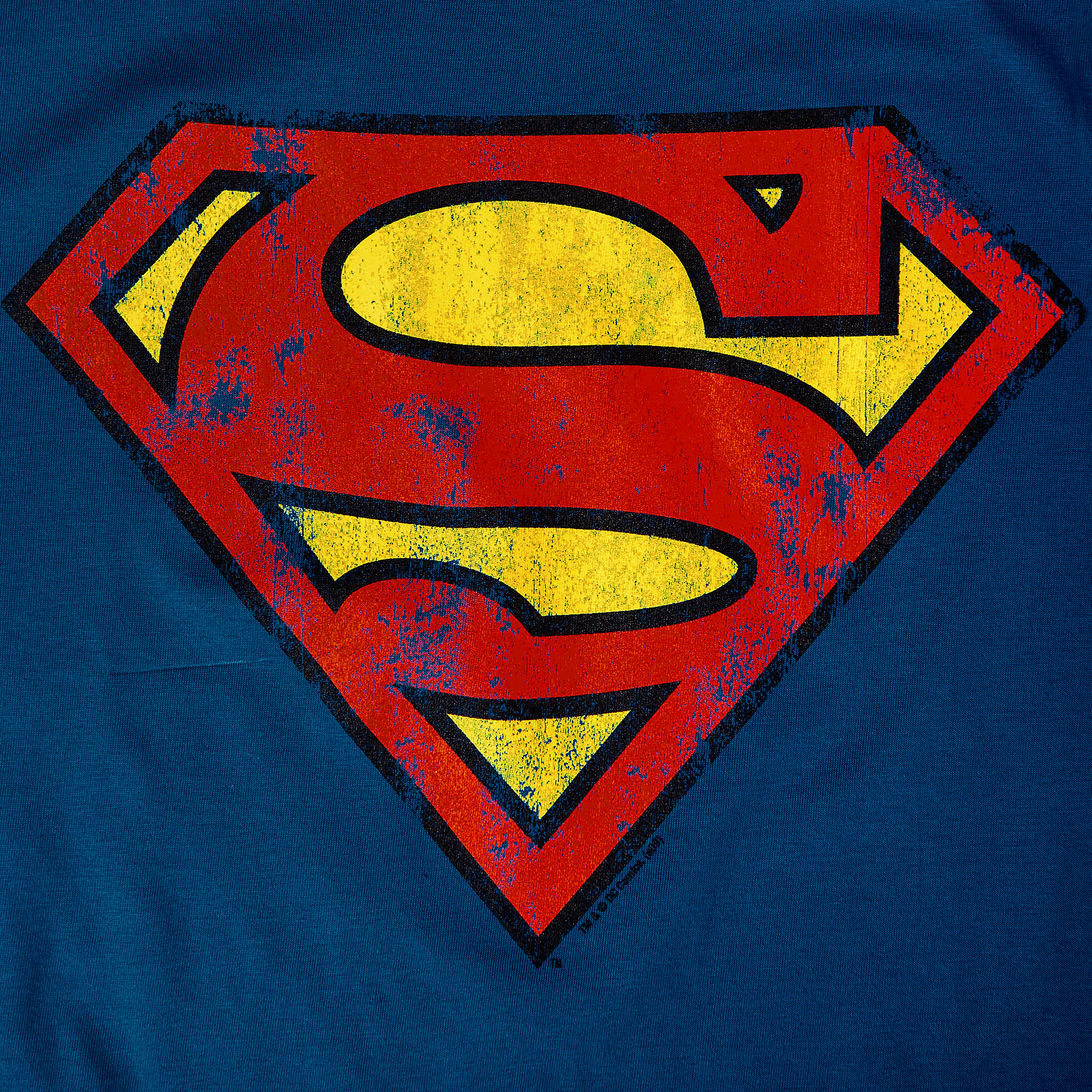 Superman - T-Shirt logo vieilli bleu