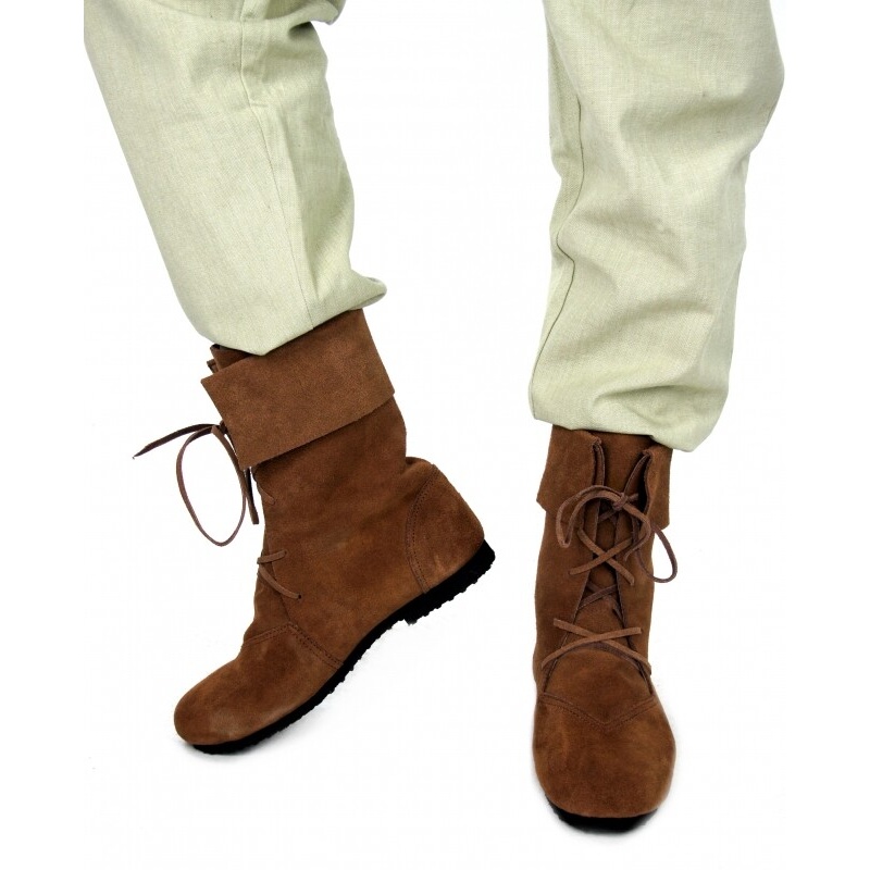 Stivali medievali Aurin con risvolto marrone