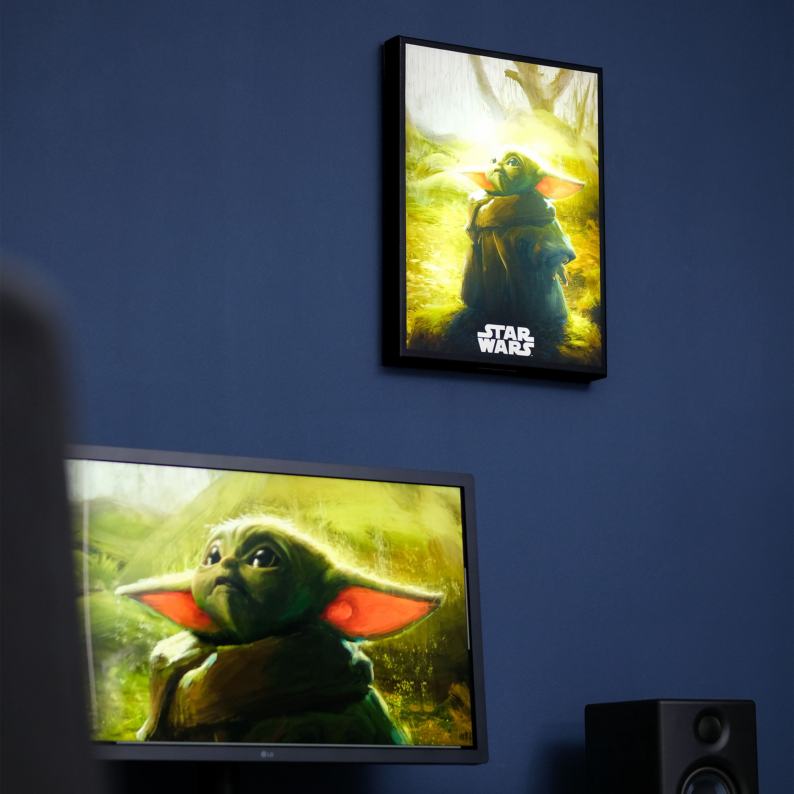 Grogu Wandbild mit Licht - Star Wars The Mandalorian