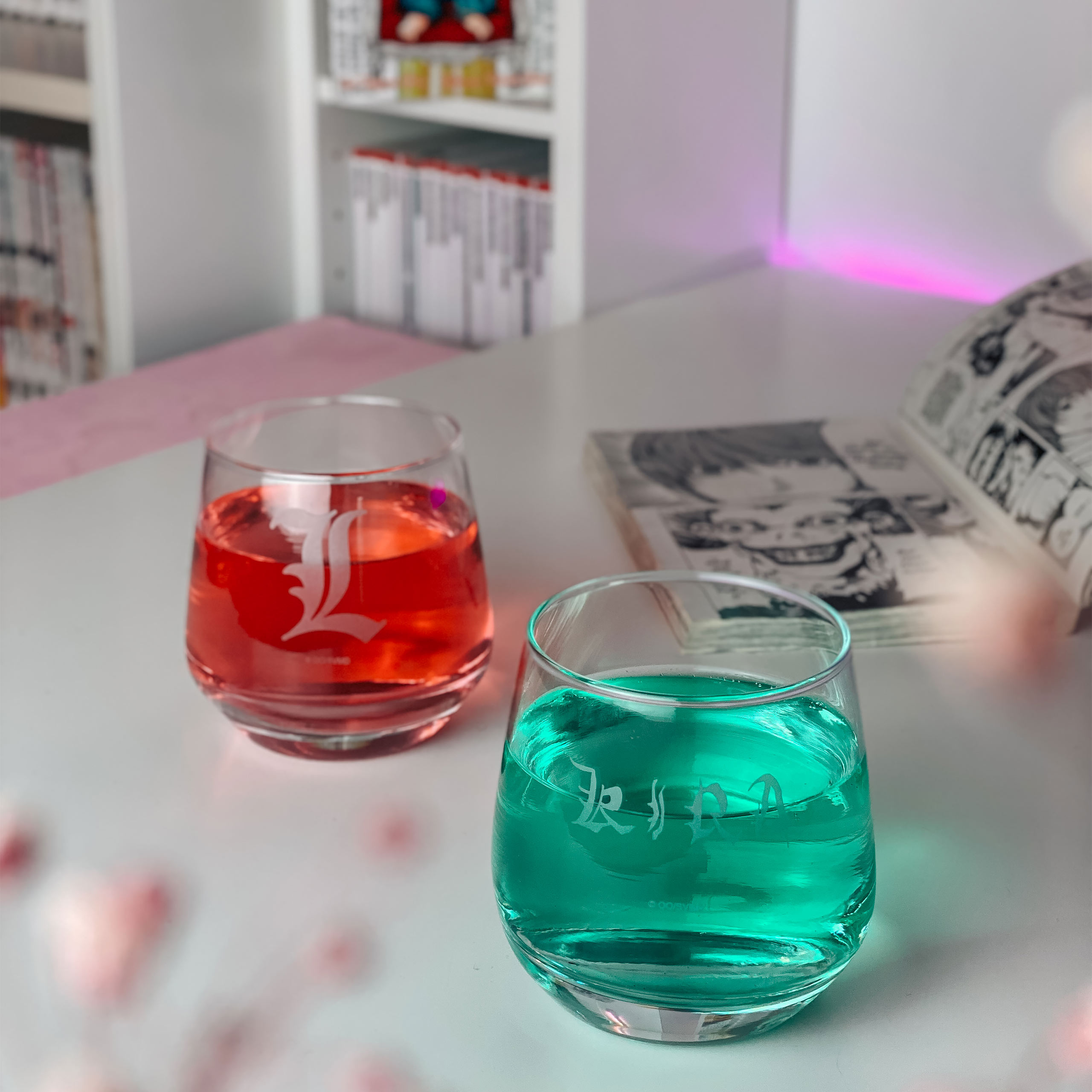 Death Note - Ensemble de verres Kira & L