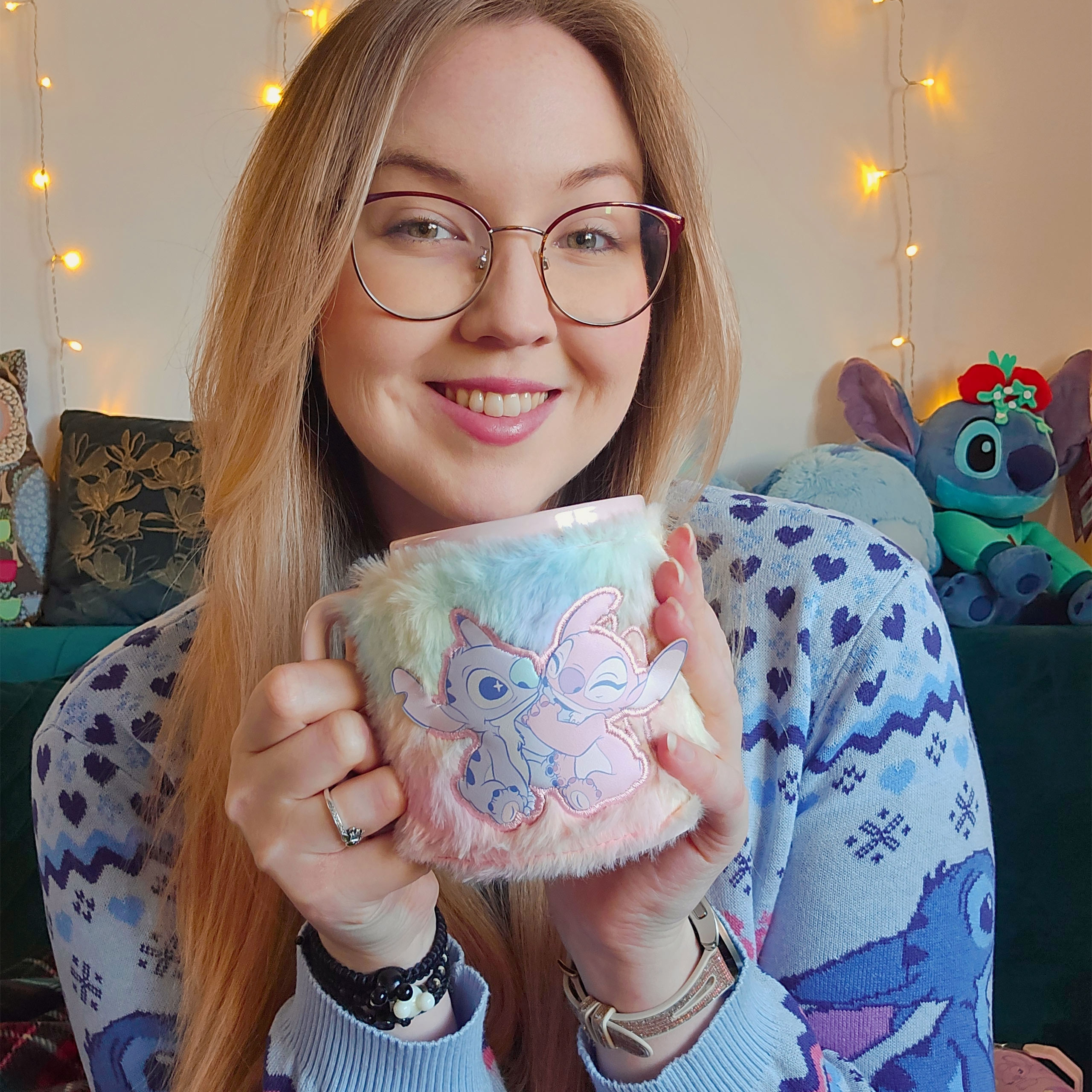 Kubek Stitch i Angel z pluszowym pokrowcem - Lilo & Stitch