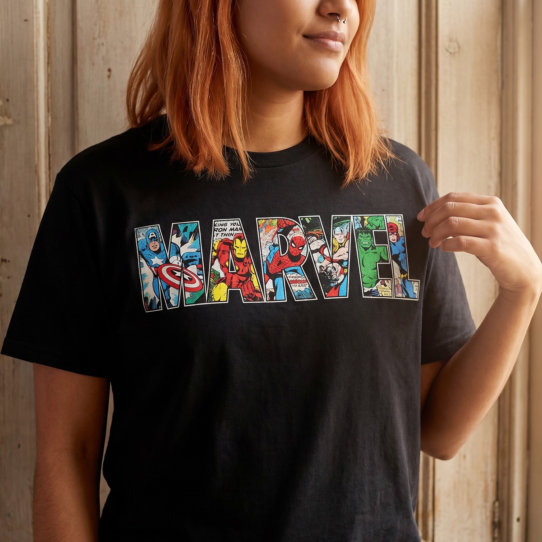 Marvel - T-shirt Logo Comic Strip noir