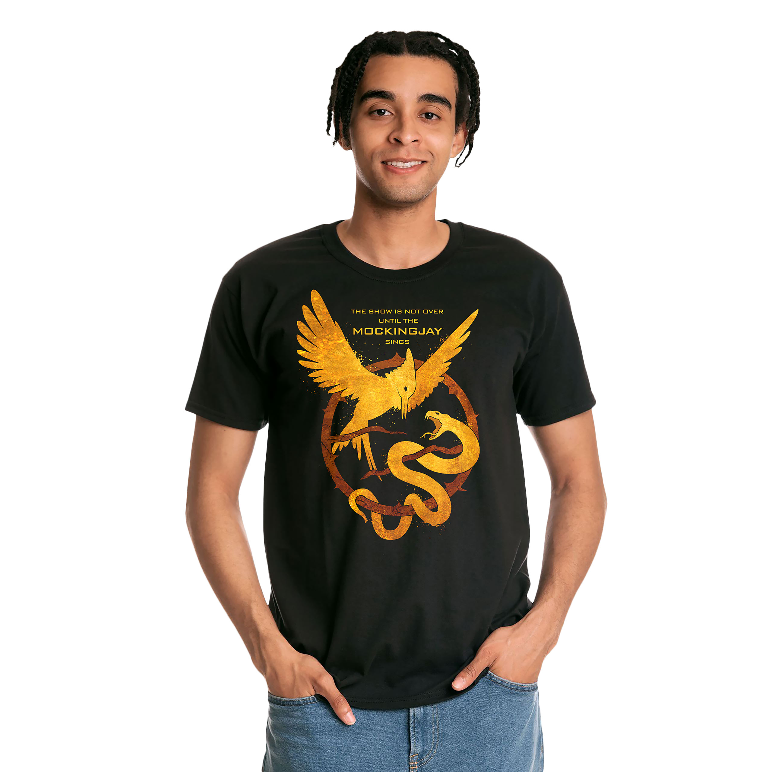 T-shirt Oiseau-chanteur et Serpent pour les fans de Hunger Games noir
