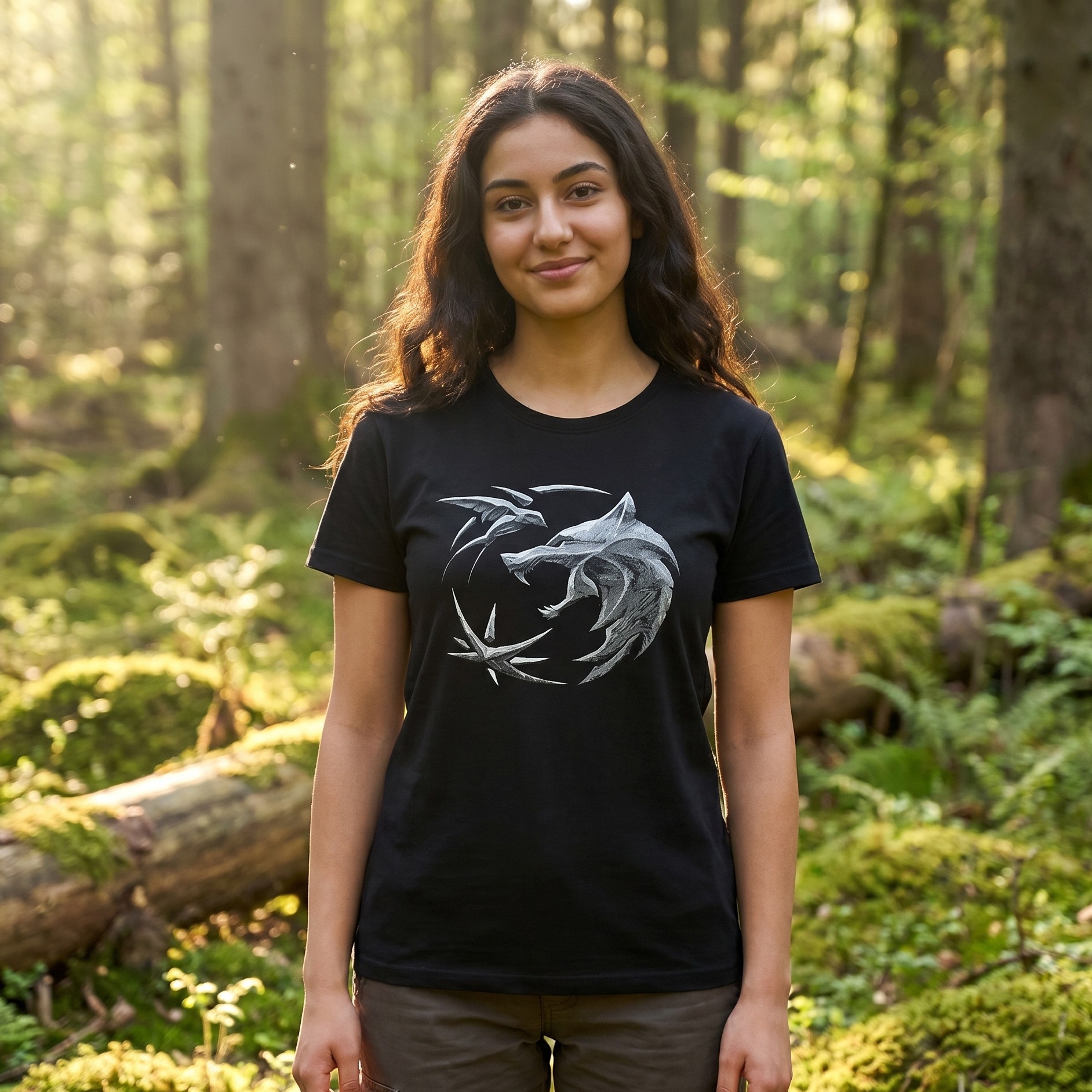 Witcher - Camiseta Emblema de Lobo negra