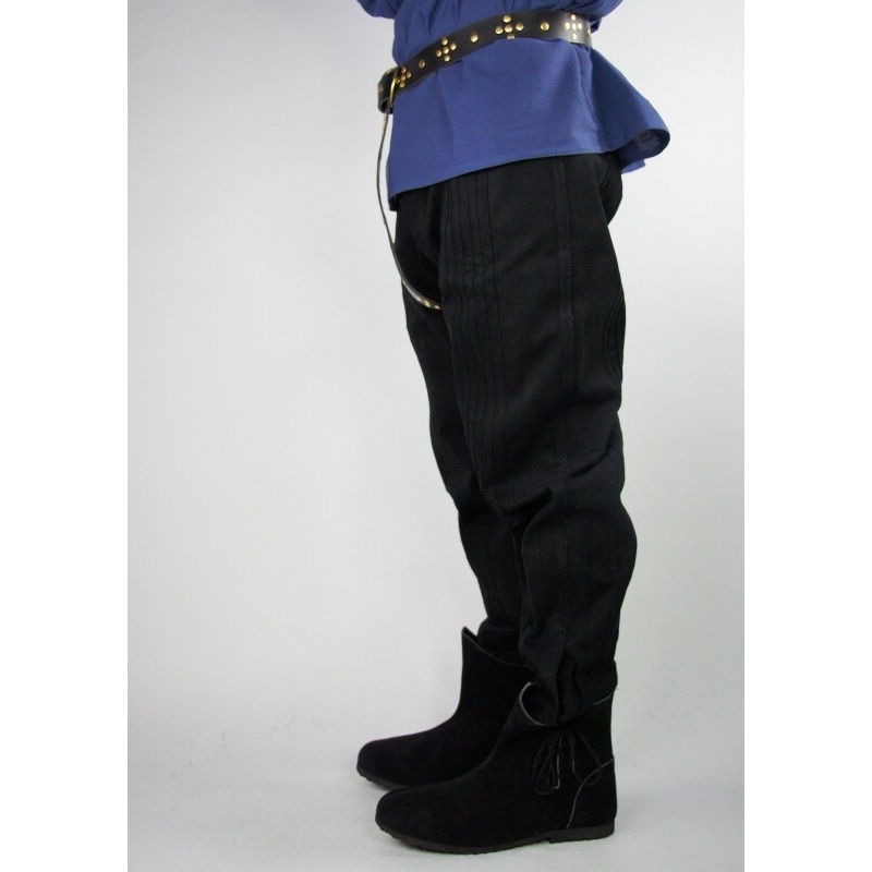 Pantaloni medievali Oskar con cucitura decorativa nero