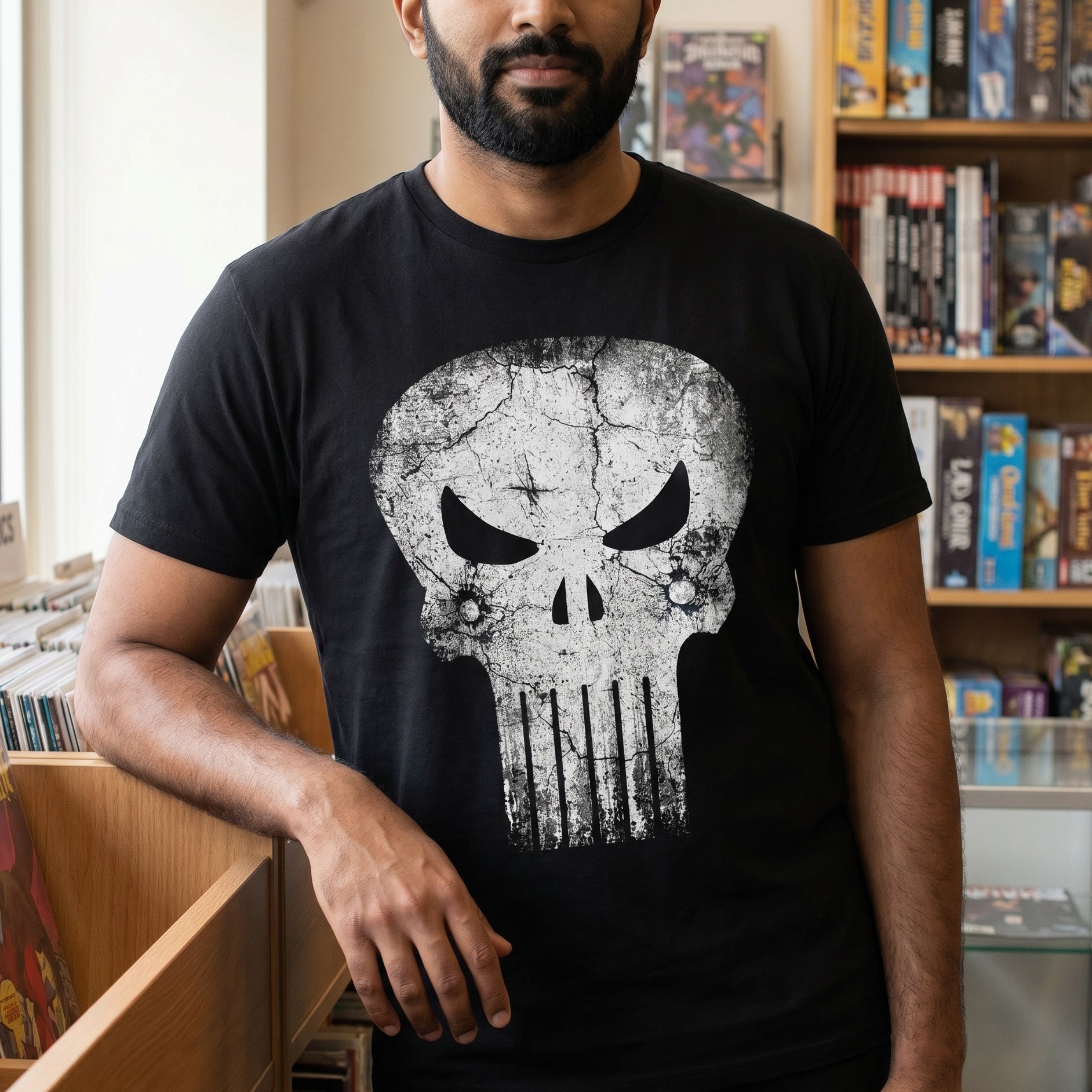 Punisher - Skull Distress Logo T-Shirt schwarz