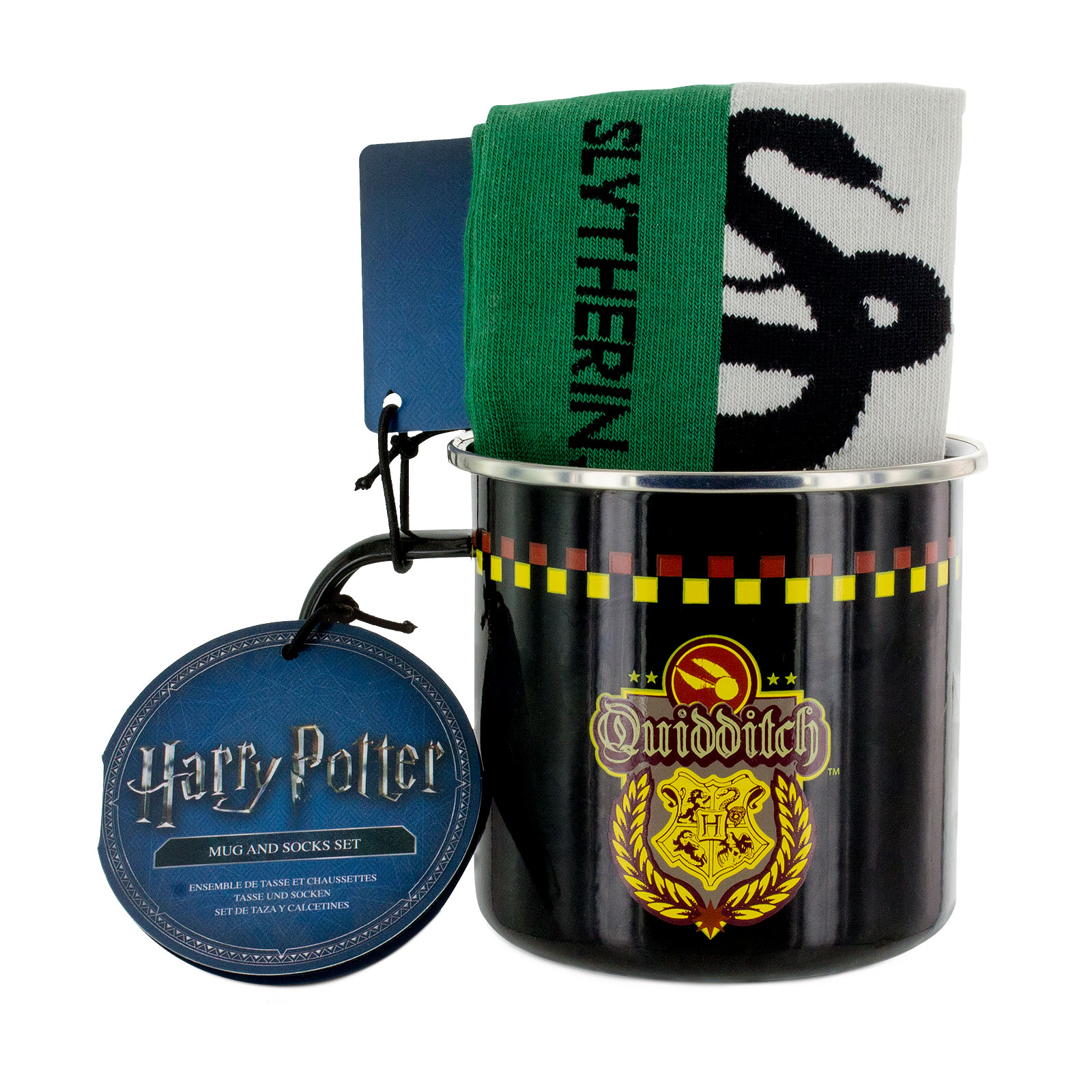 Harry Potter - Slytherin Quidditch Socks and Enamel Mug