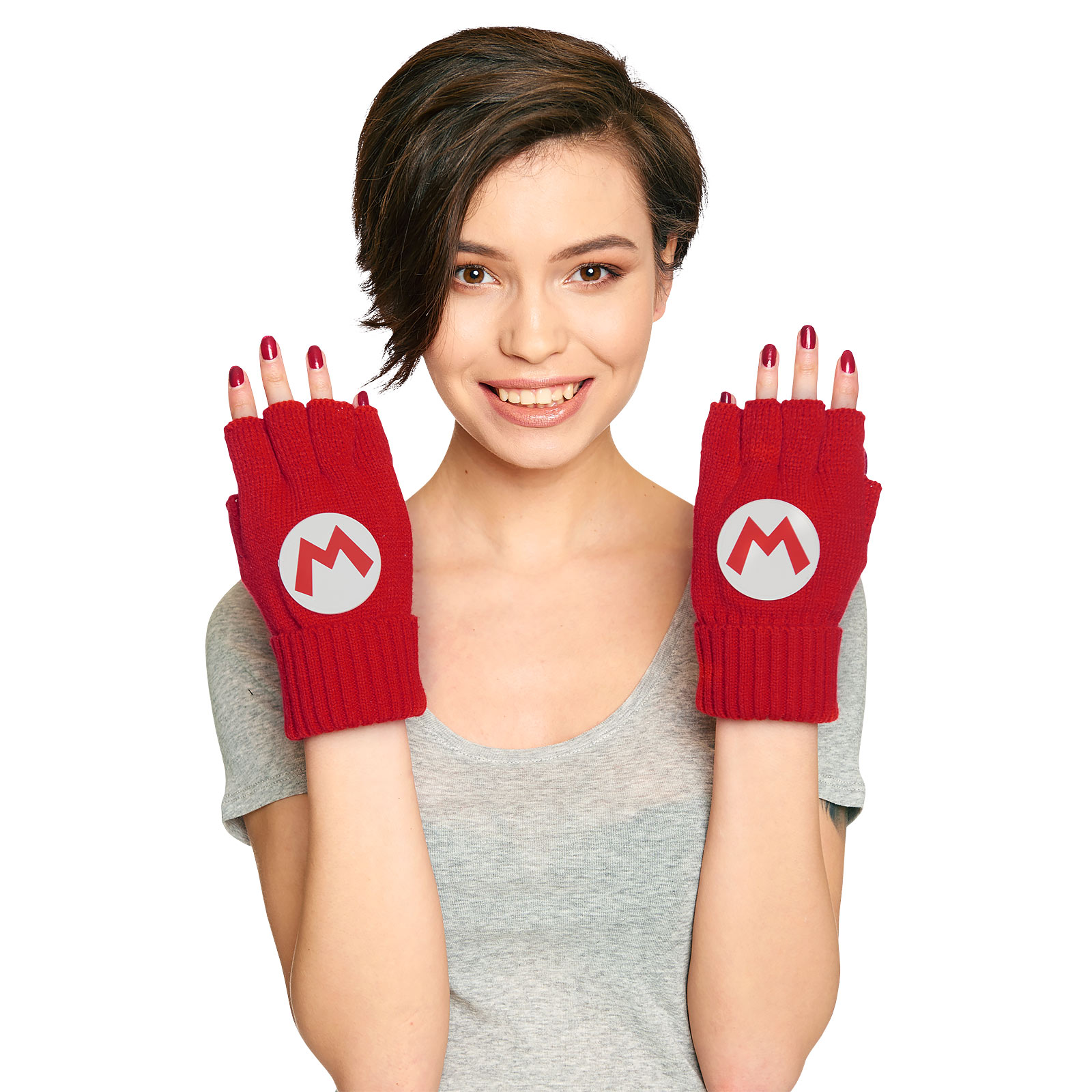 Super Mario - Vingerloze Logo Handschoenen Rood
