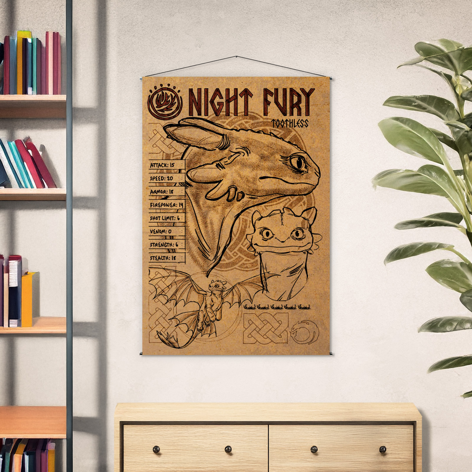 Hoe Tem Je Een Draak - Night Fury Muur Scroll