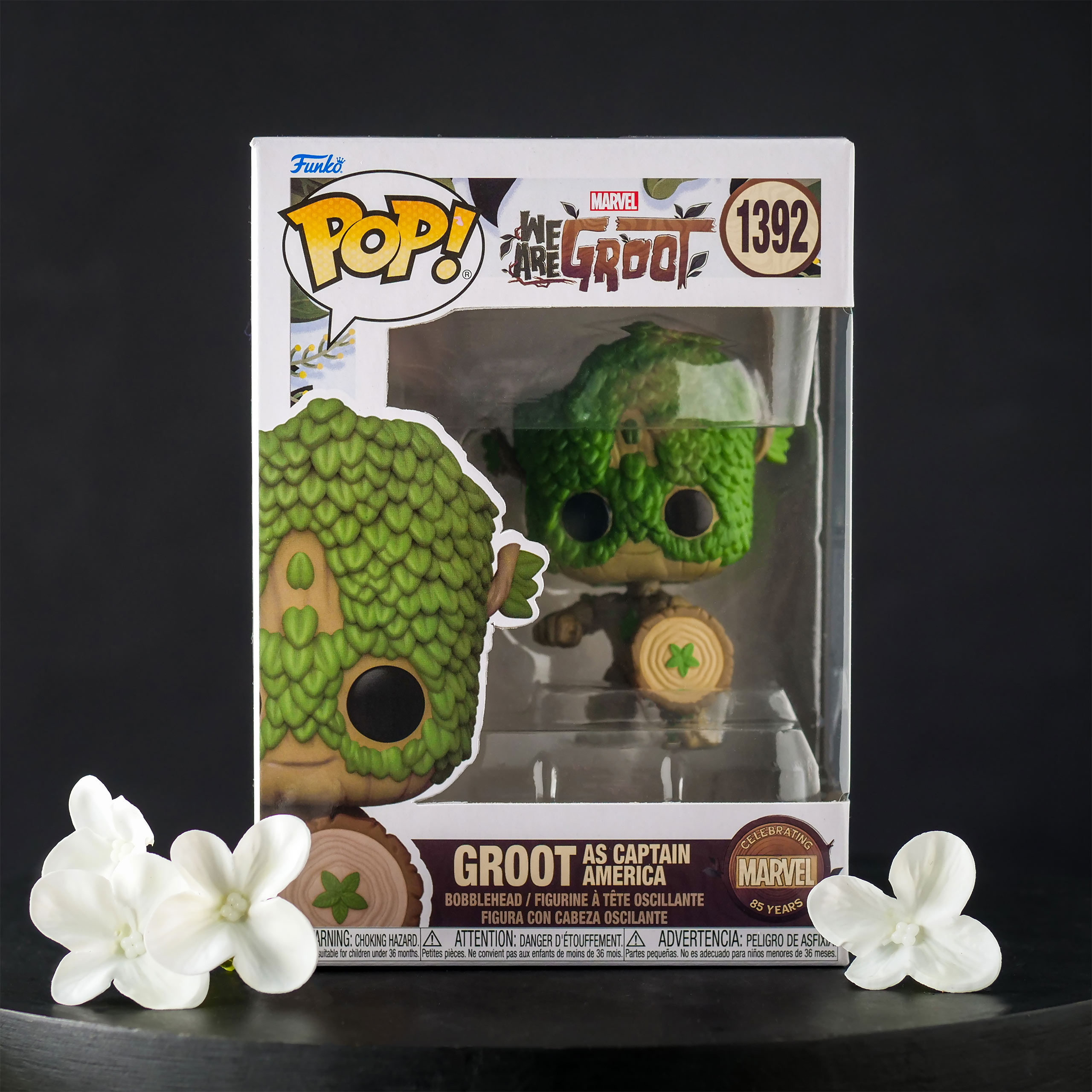 Marvel - Somos Groot Capitán América Funko Pop Figura de Cabeza Oscilante