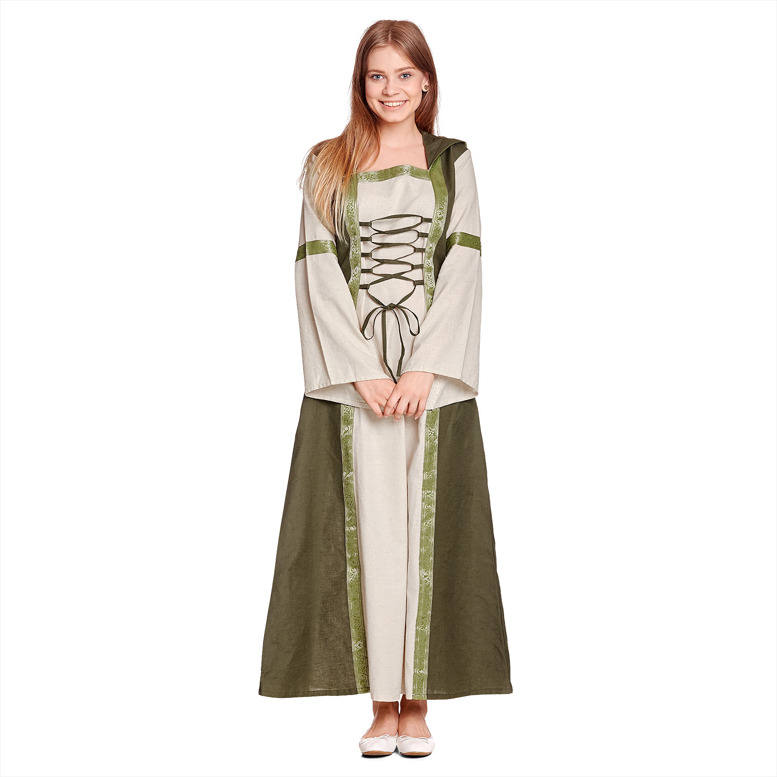 Rebecca Mittelalter Kleid natur-grün