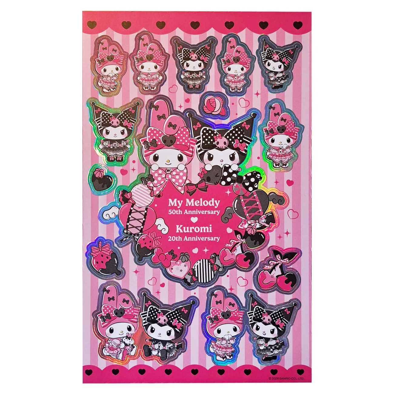 Sanrio Pink Black Party Series Sticker Pack Kuromi & My