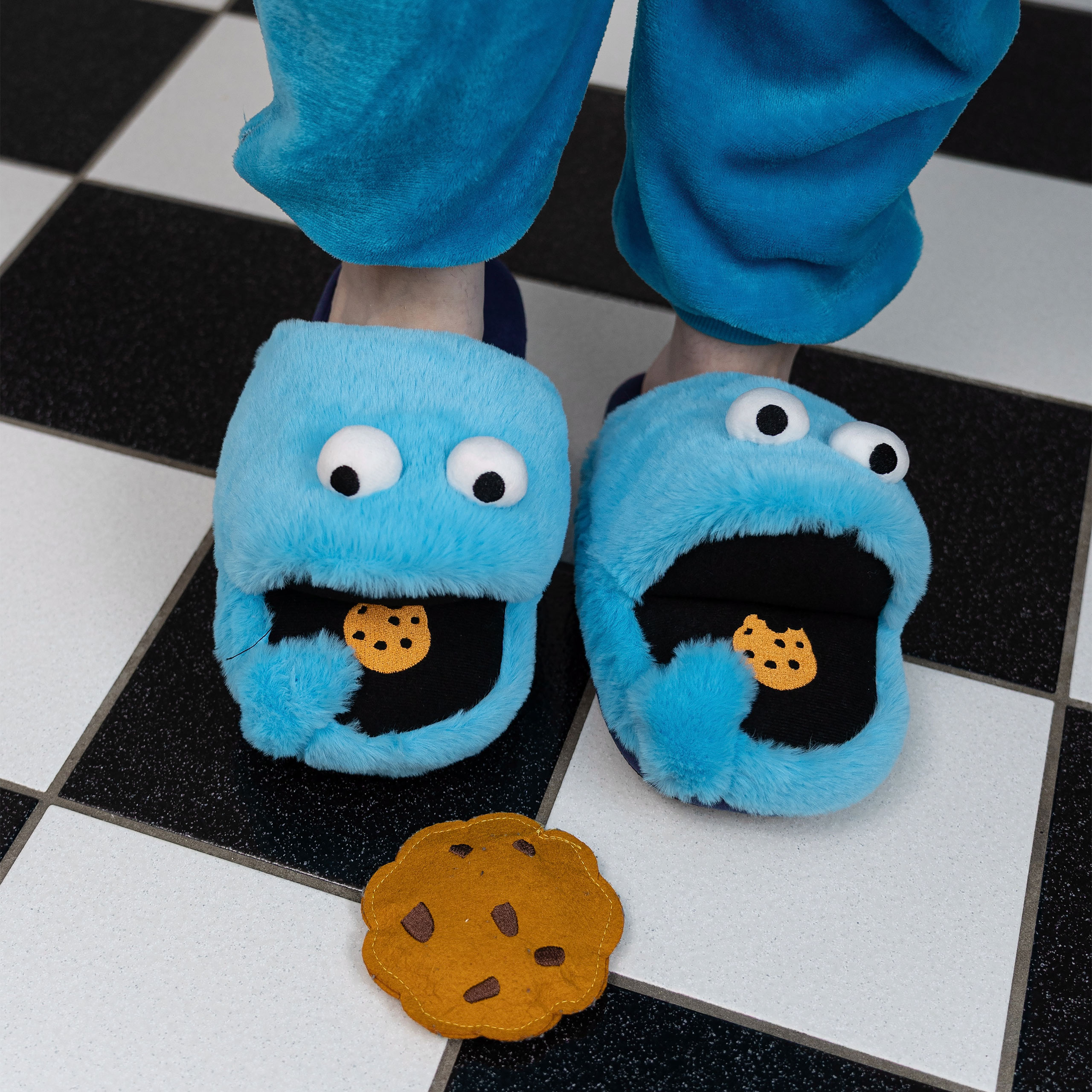 Pantoufles en peluche Cookie Monster - Rue Sésame