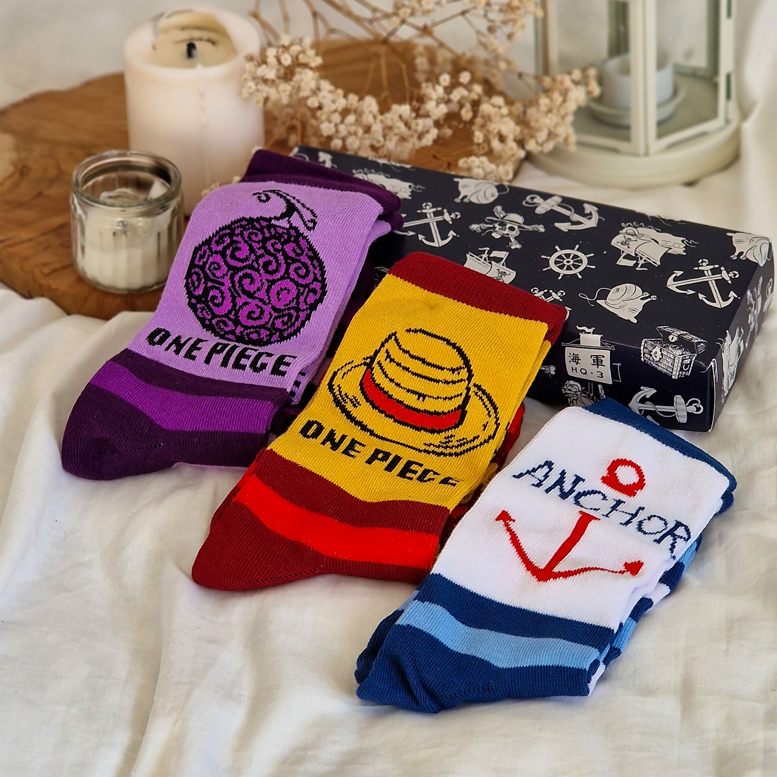 One Piece Socken 3er Set in Geschenkbox