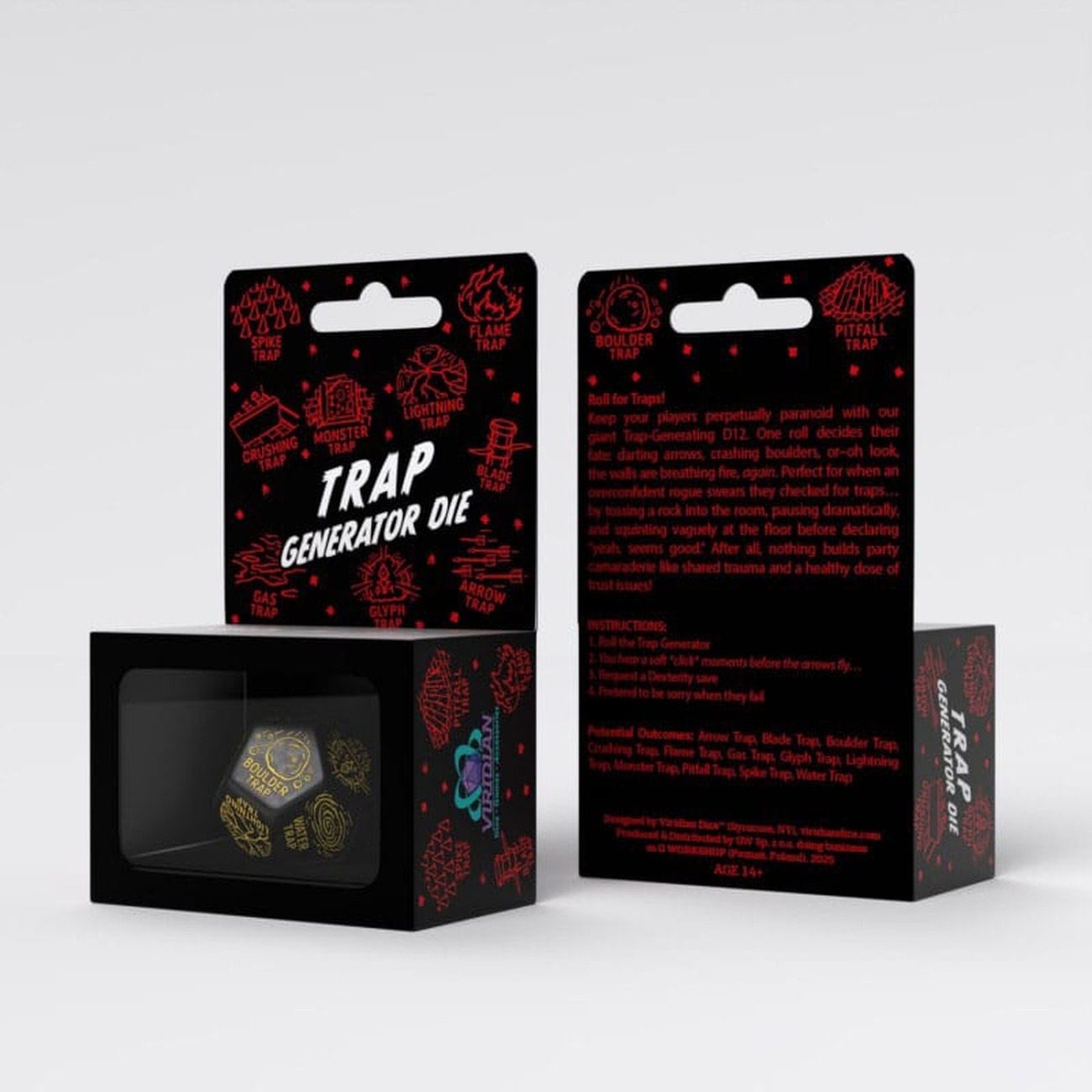 Viridian Dice Jumbo Die Trap Generator D12 Black