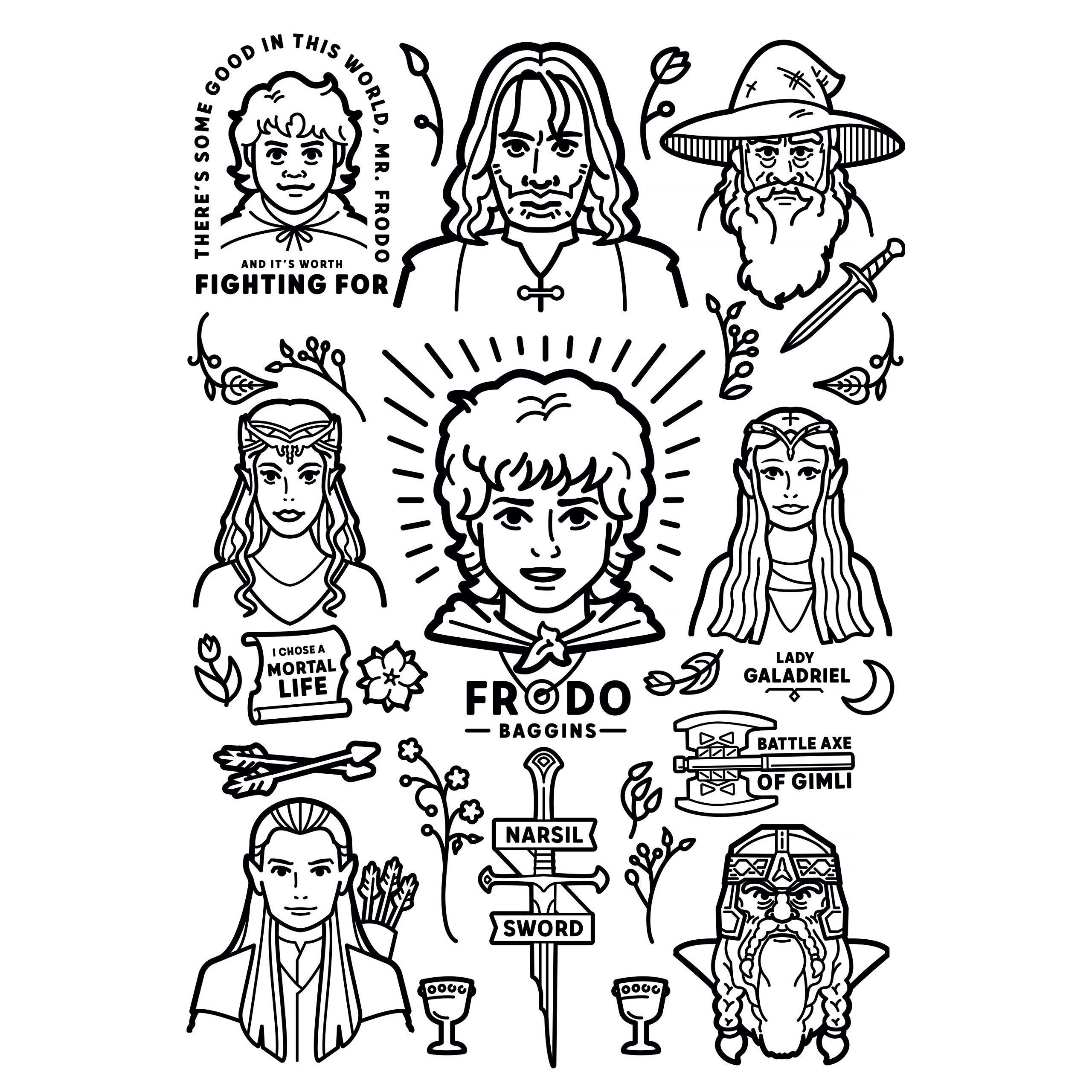 The Lord of the Rings - The Fellowship Pencil Box 12-Piece Set with 2 Coloring Pages