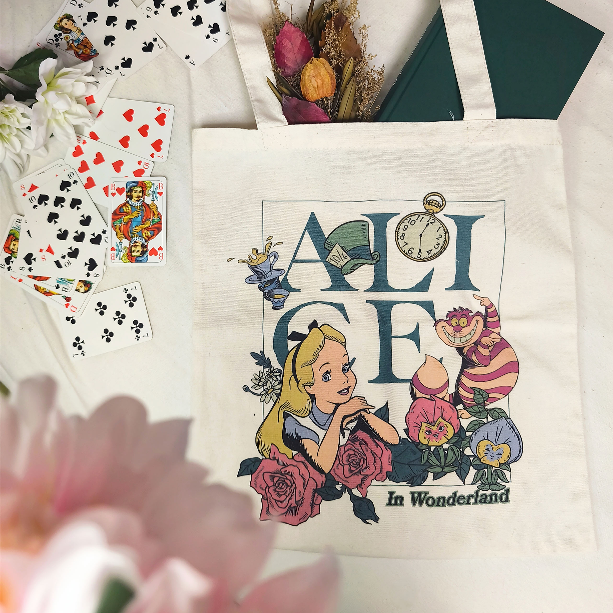 Alice in Wonderland - Flower Tote Bag