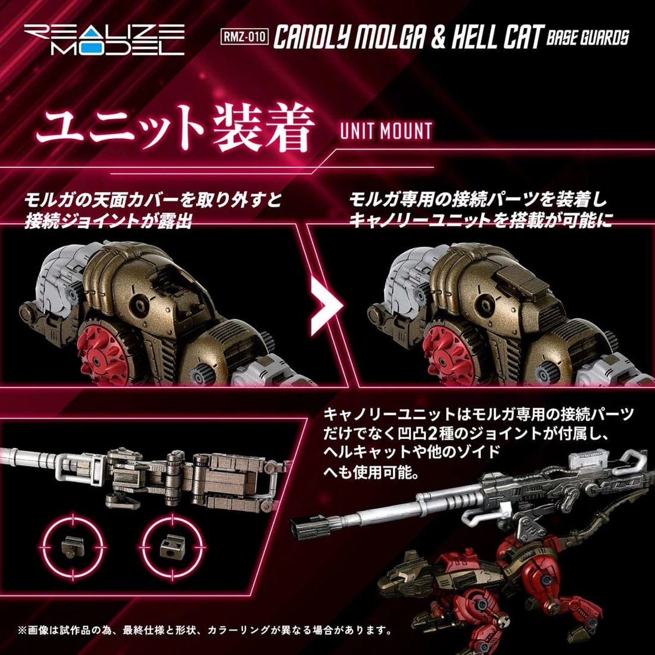Zoids Kit di Modelli in Plastica Set da 2 1/100 RMZ-010 Canoly Molga & Hell Cat Base Guards 20 cm